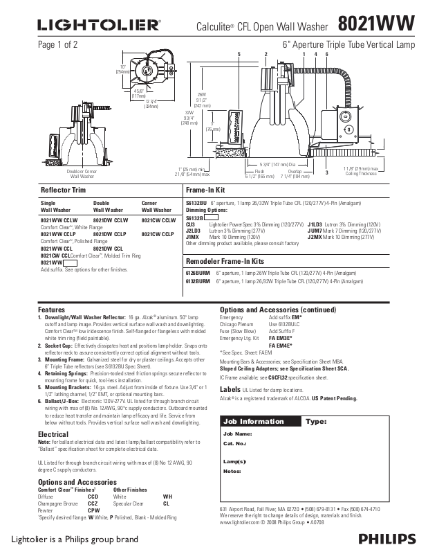 Lightolier 8021ww User Manual