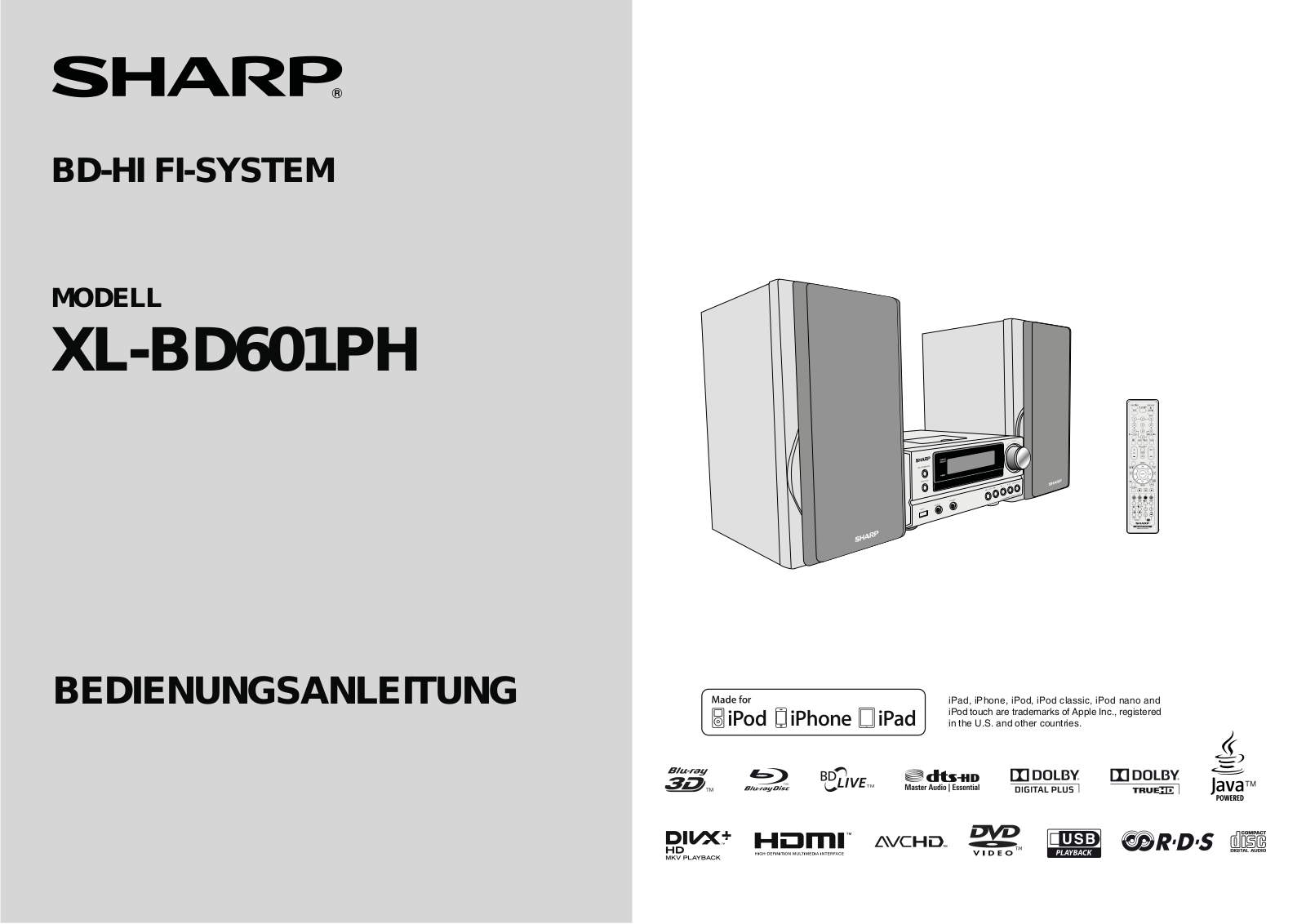 Sharp XL-BD601PH OPERATION MANUAL