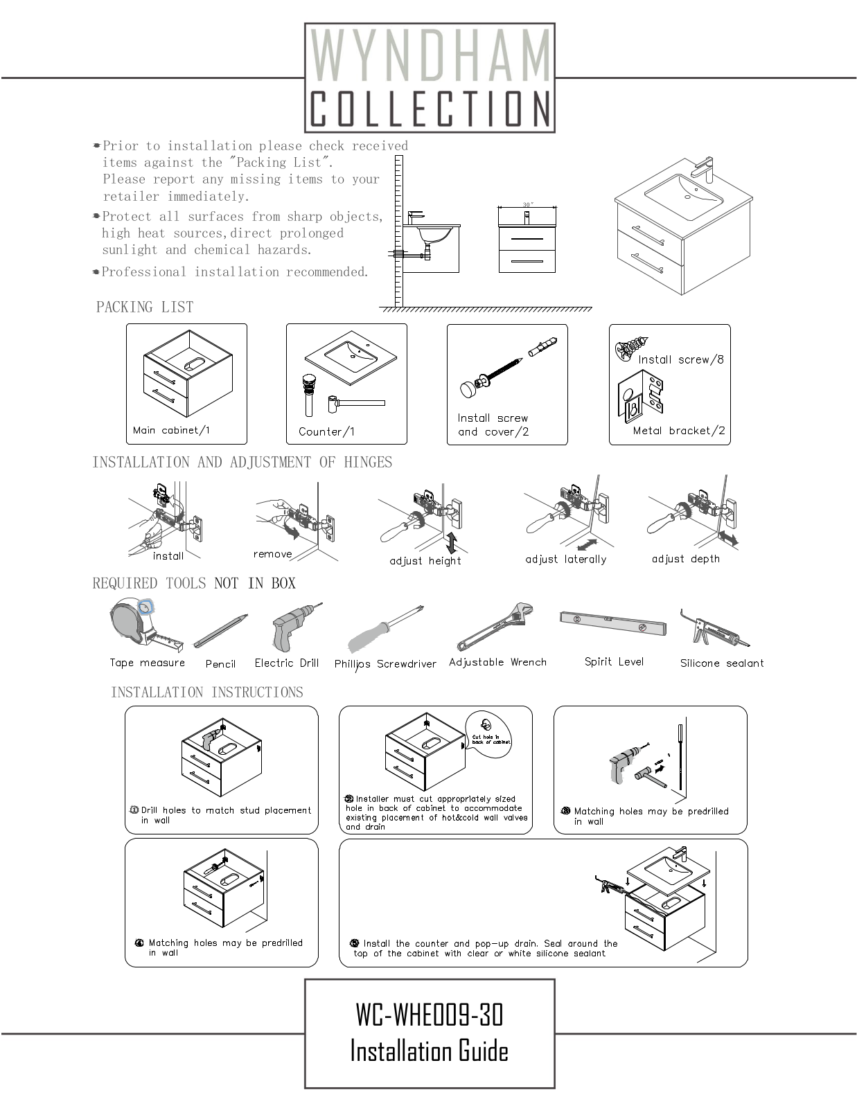 Wyndham Collection WCVW00930SGOCMUNDM24 Installation Manual