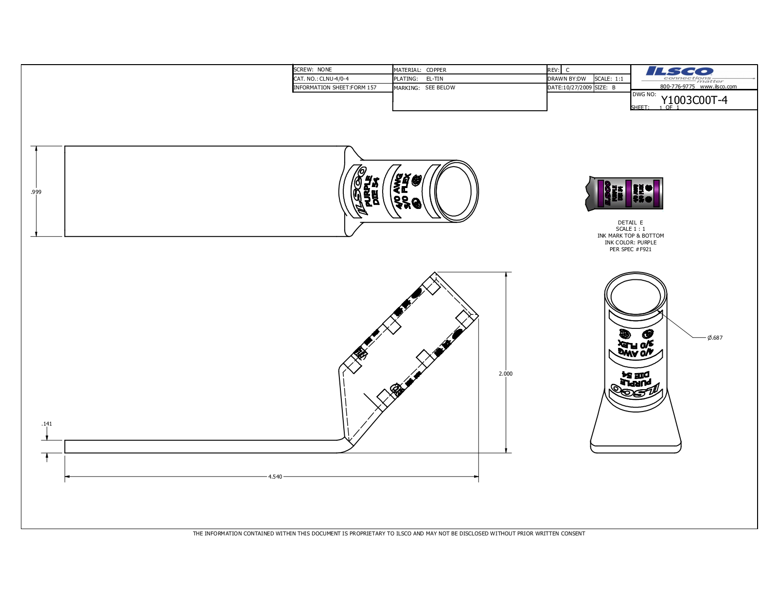 Ilsco CLNU-4/0-4 Data sheet