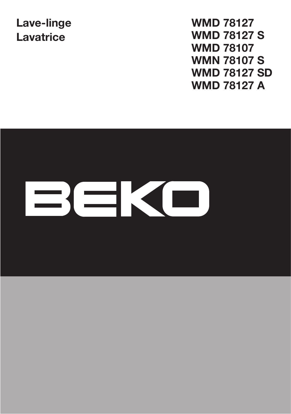 BEKO WMD 78127, WMD 78127 A, WMD 78127 S, WMD 78127 SD User Manual