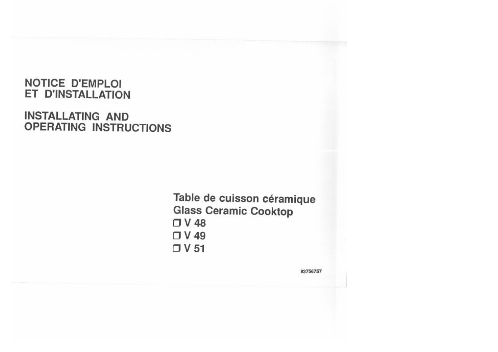 Rosieres V 48, V 51, V 49 User Manual