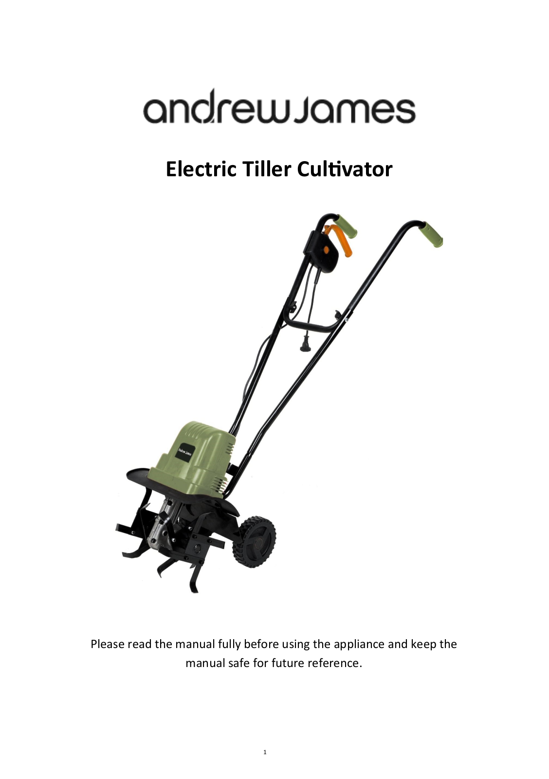 Andrew James Electric Cultivator,Tiller User Manual