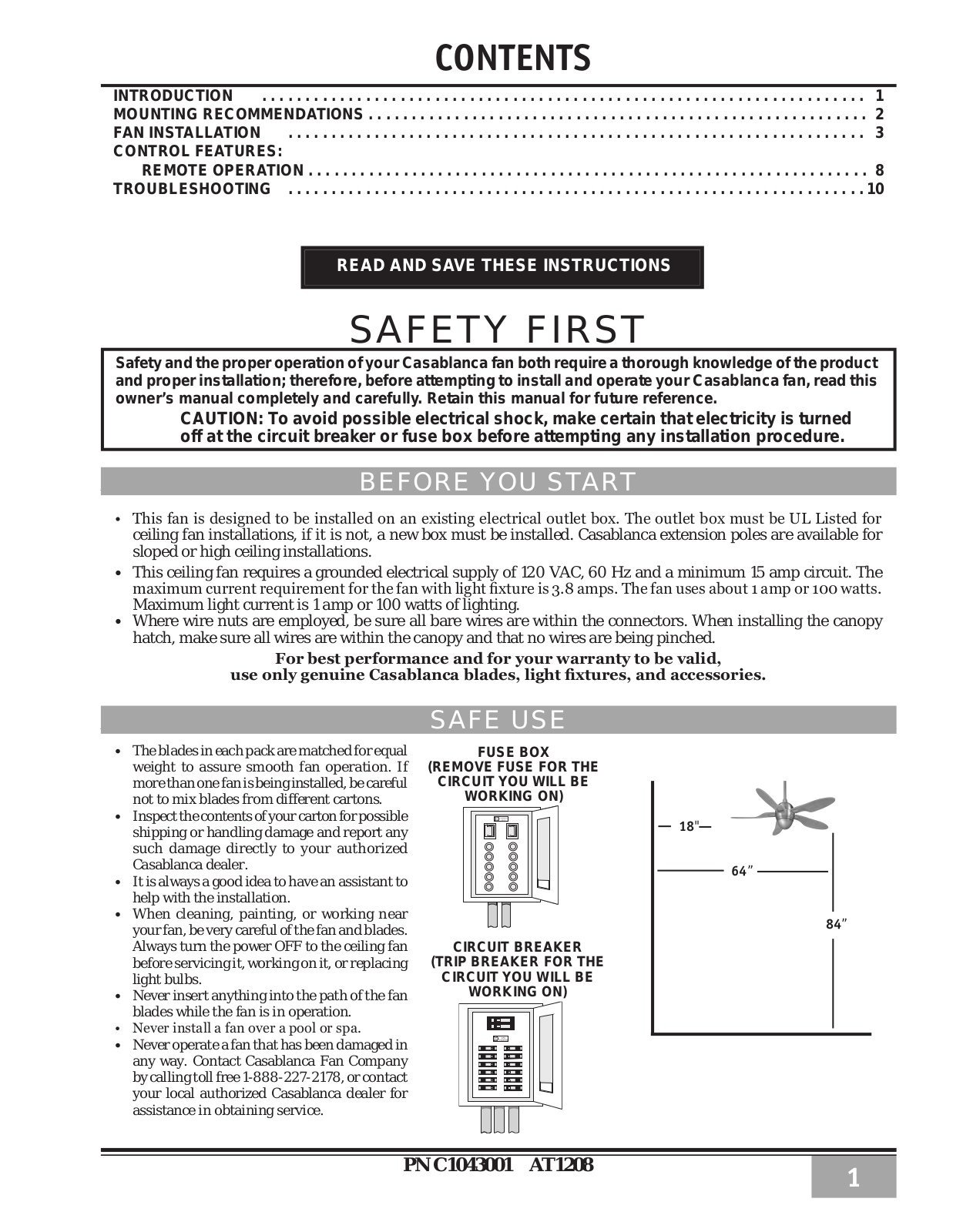 Casablanca Fan Company Modena II C10GXXM User Manual