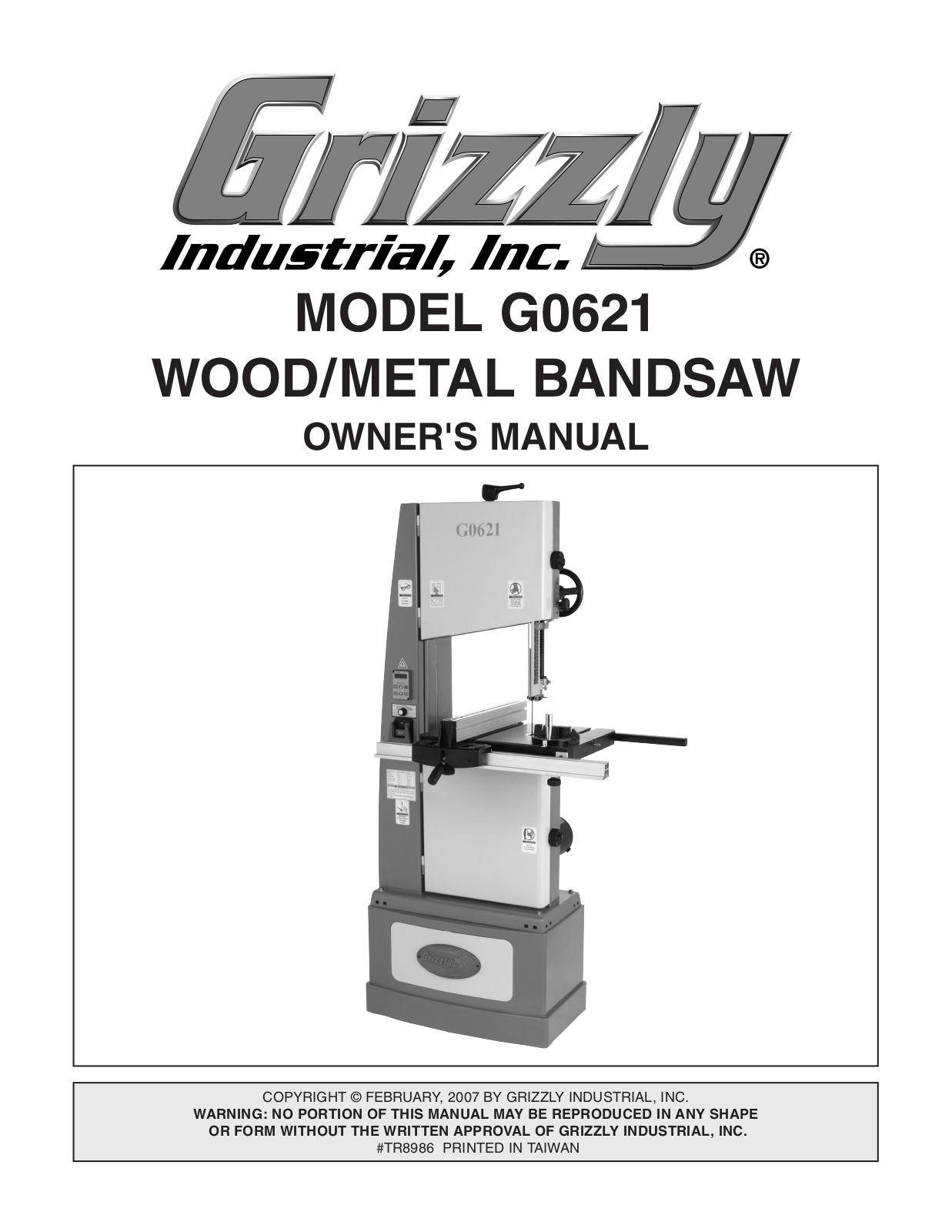 Grizzly G0621 User Manual