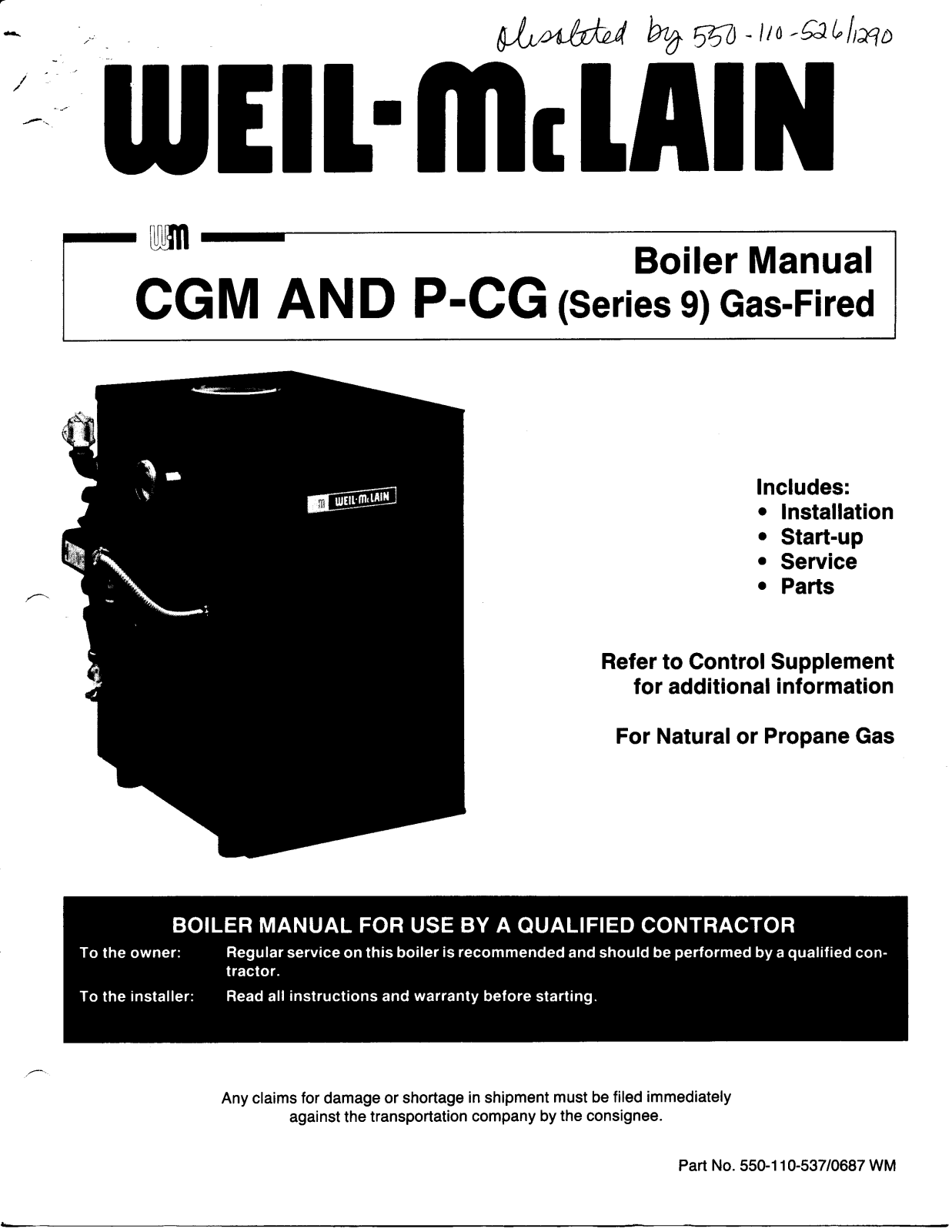 Weil-McLain P-CG-9, CGM-9 User Manual