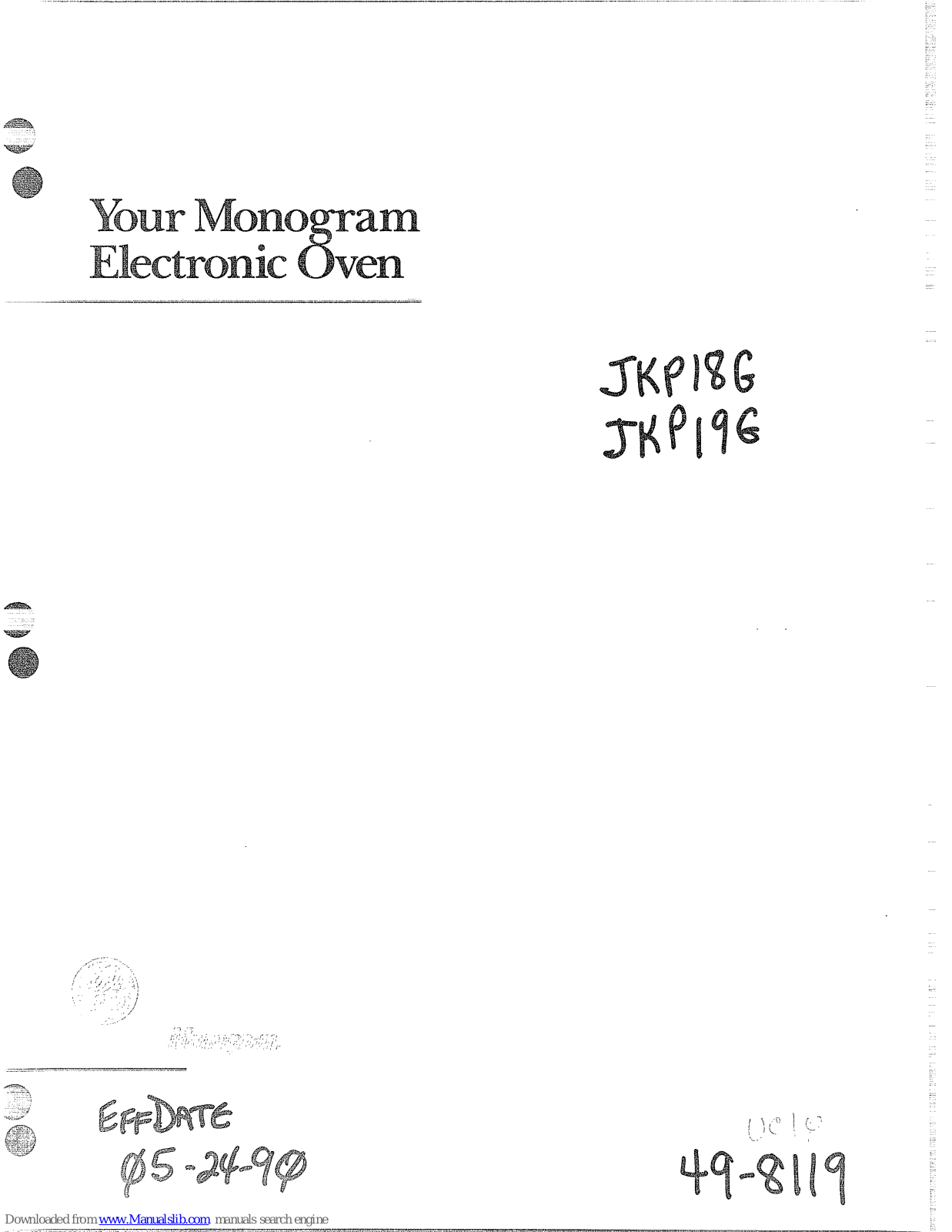 GE JKP18G Series, JKP19G Series User Manual - ManualMachine.com