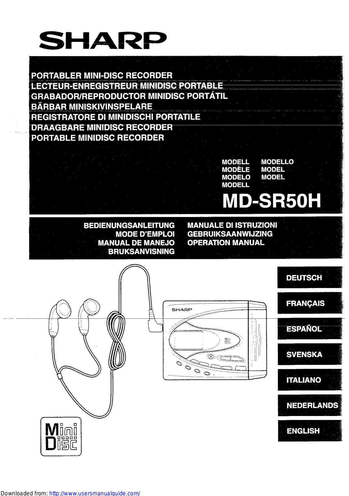 SHARP MD-SR50H User Manual