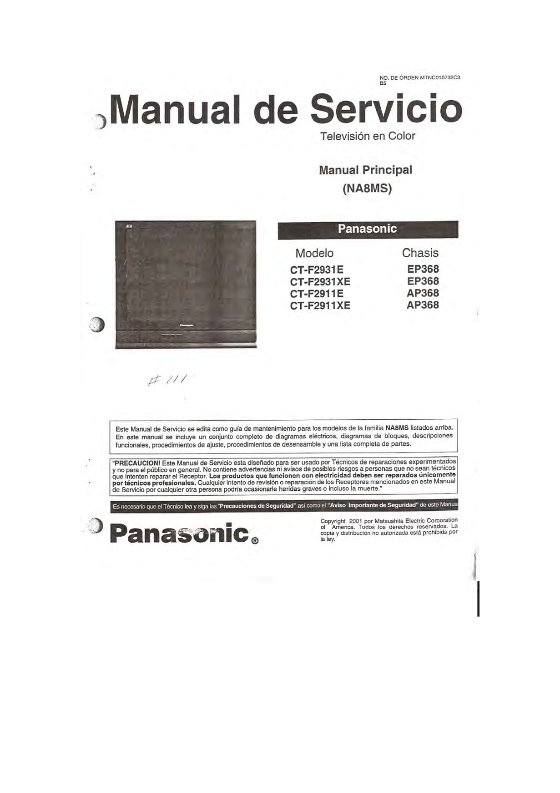 Panasonic CT-F2931E/EX, CT-F2911E/EX Schematic