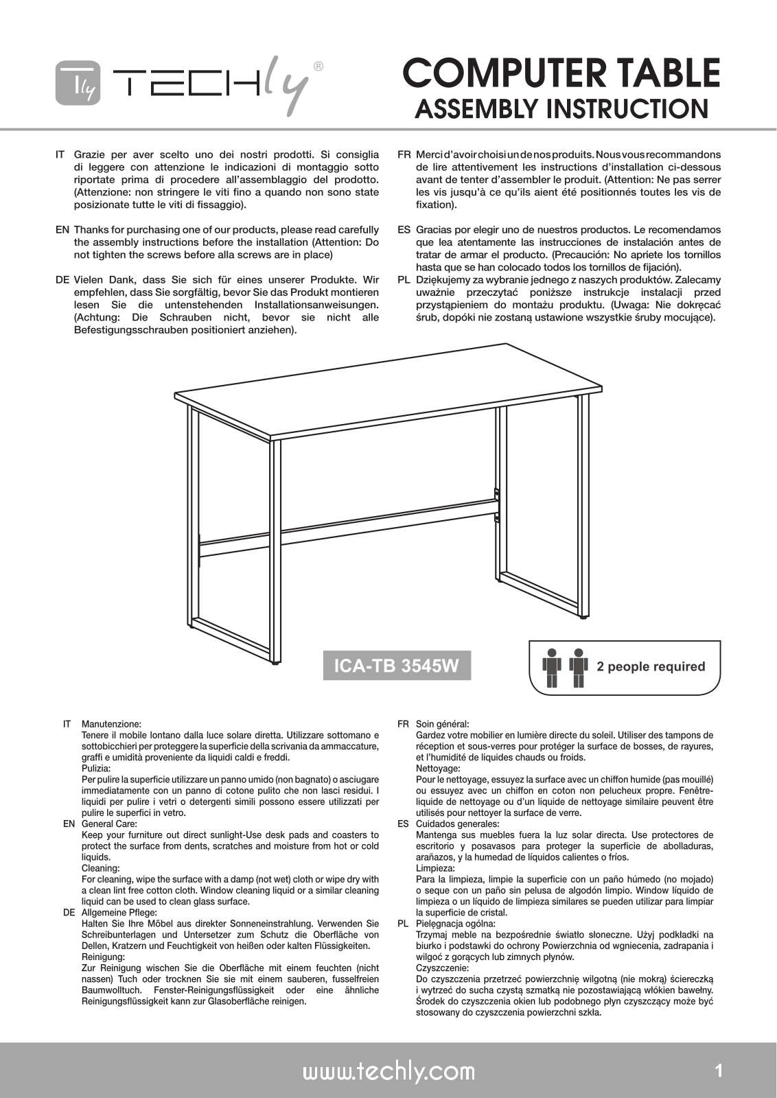 Techly ICA-TB 3545W Assembly Instruction