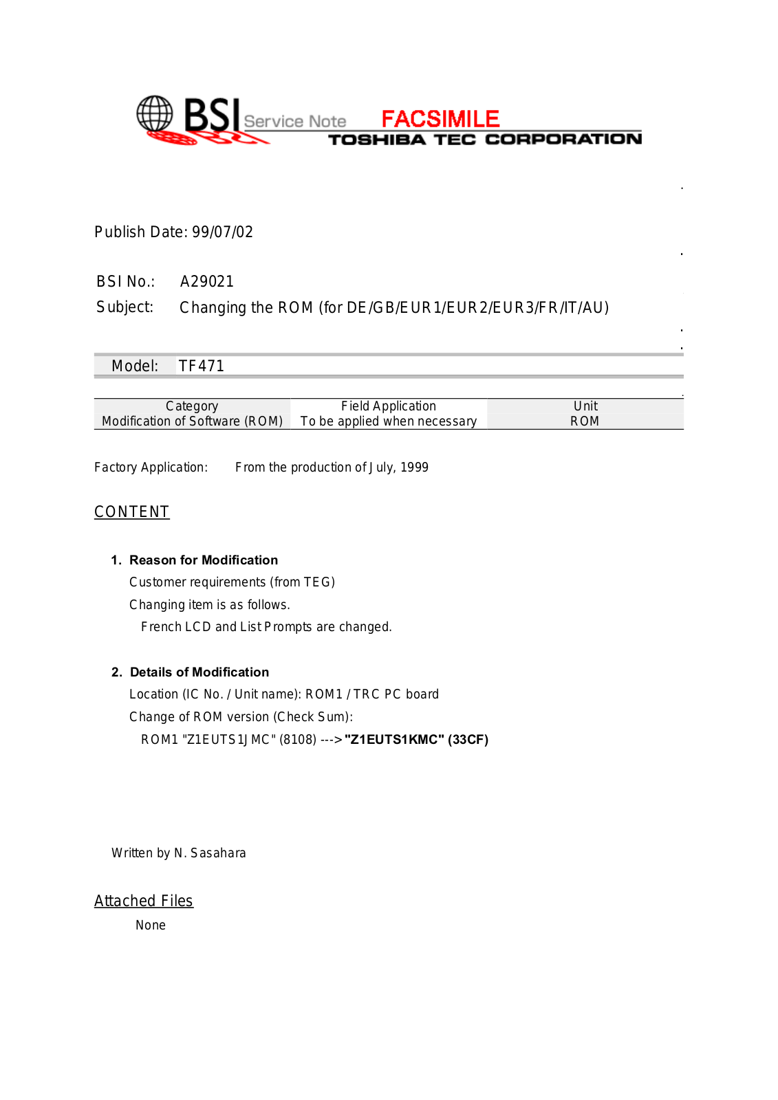 Toshiba A29021 Service Note - ManualMachine.com