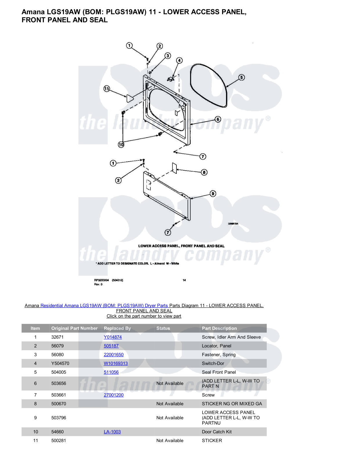 Amana LGS19AW Parts Diagram