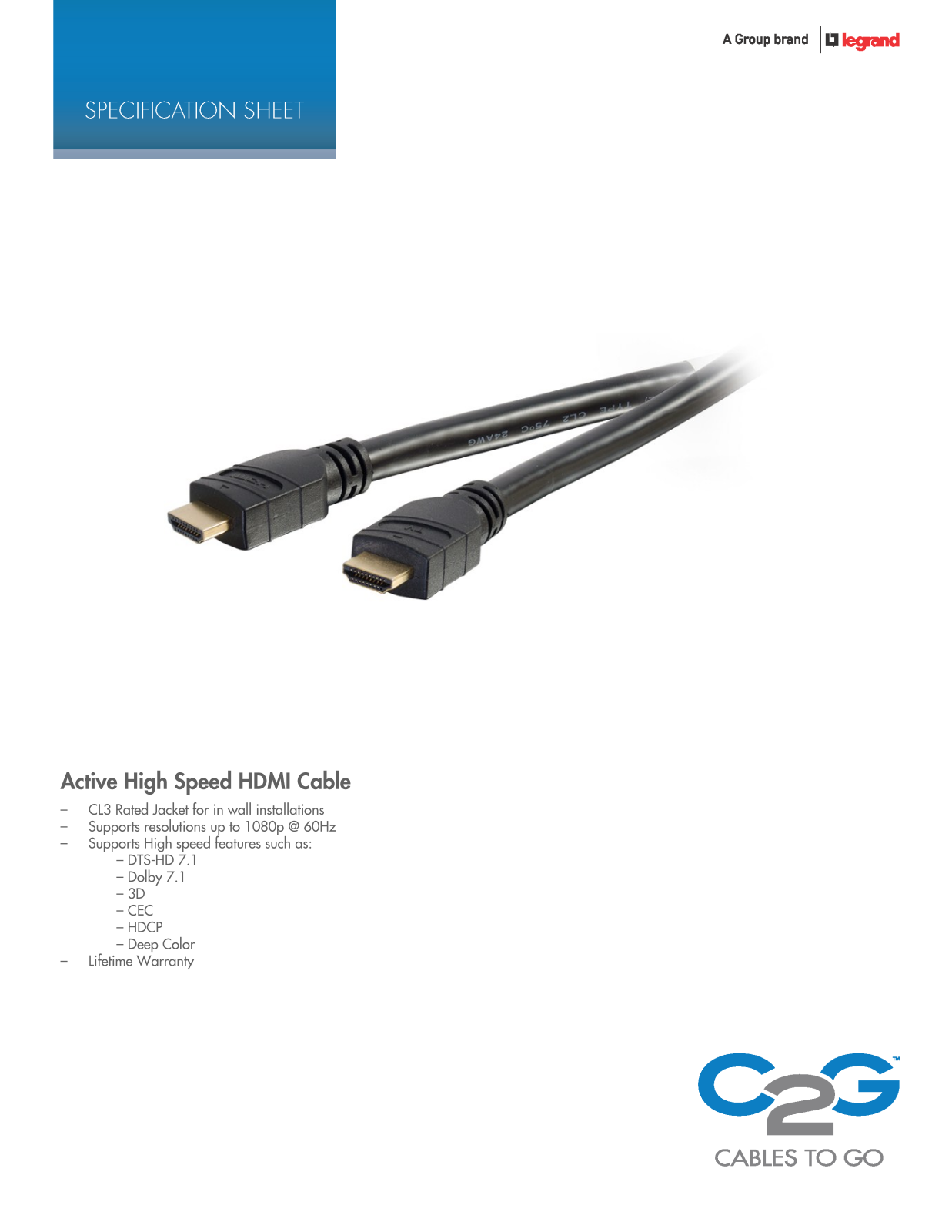 Cables To Go 41368 Specifications