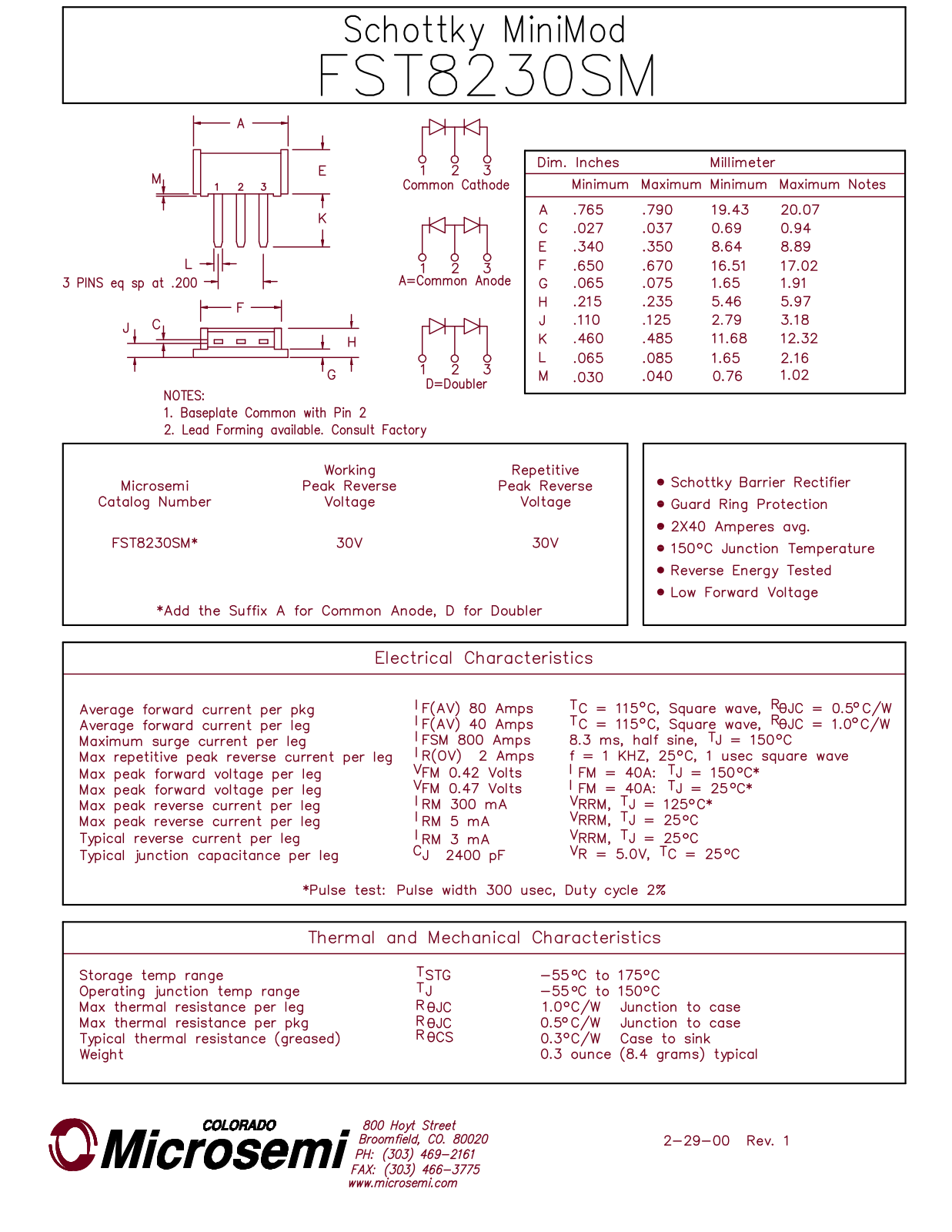 Microsemi Corporation FST8230SM Datasheet