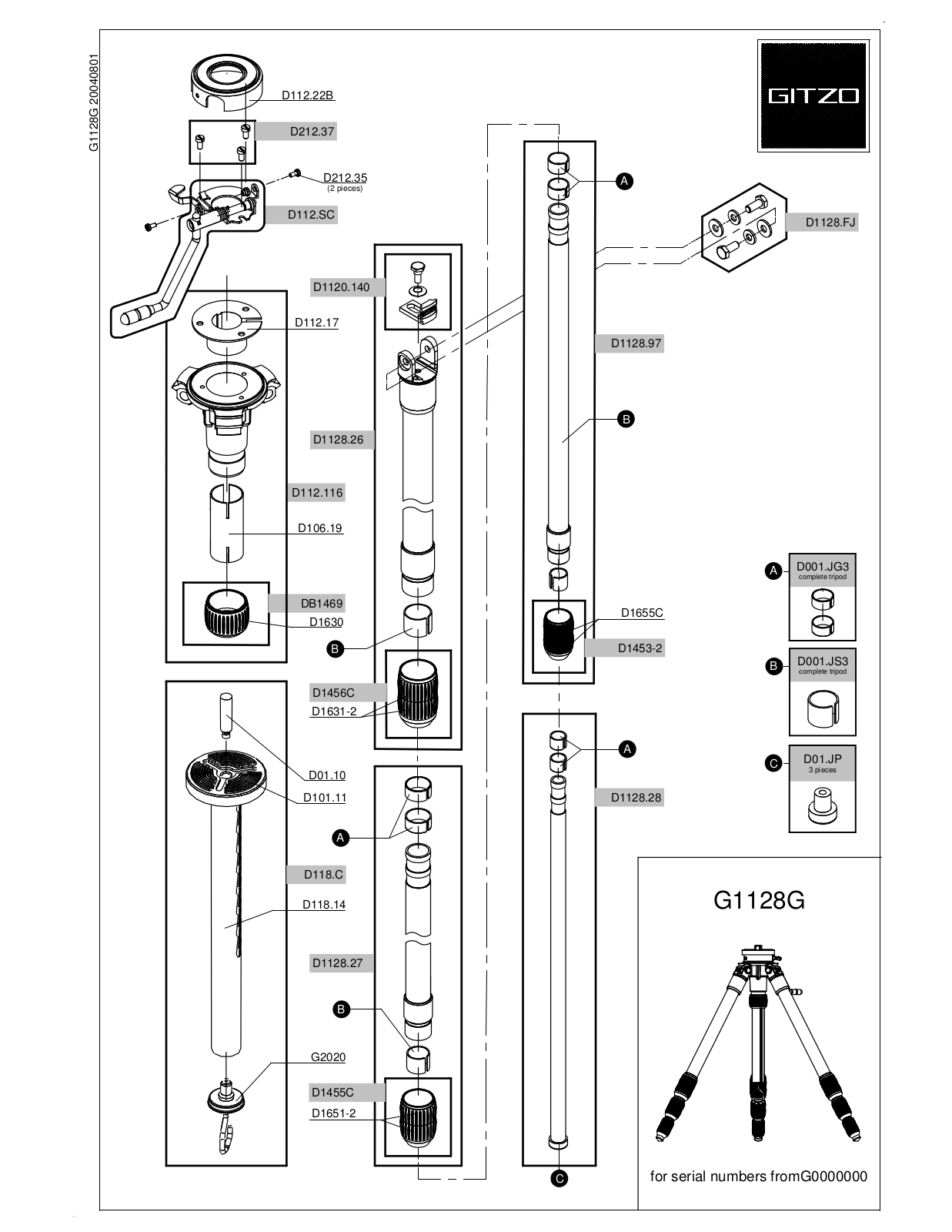 Gitzo G1128G User Manual