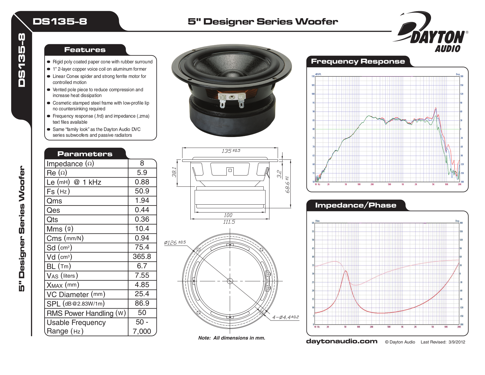 Dayton DS135-8 User Manual