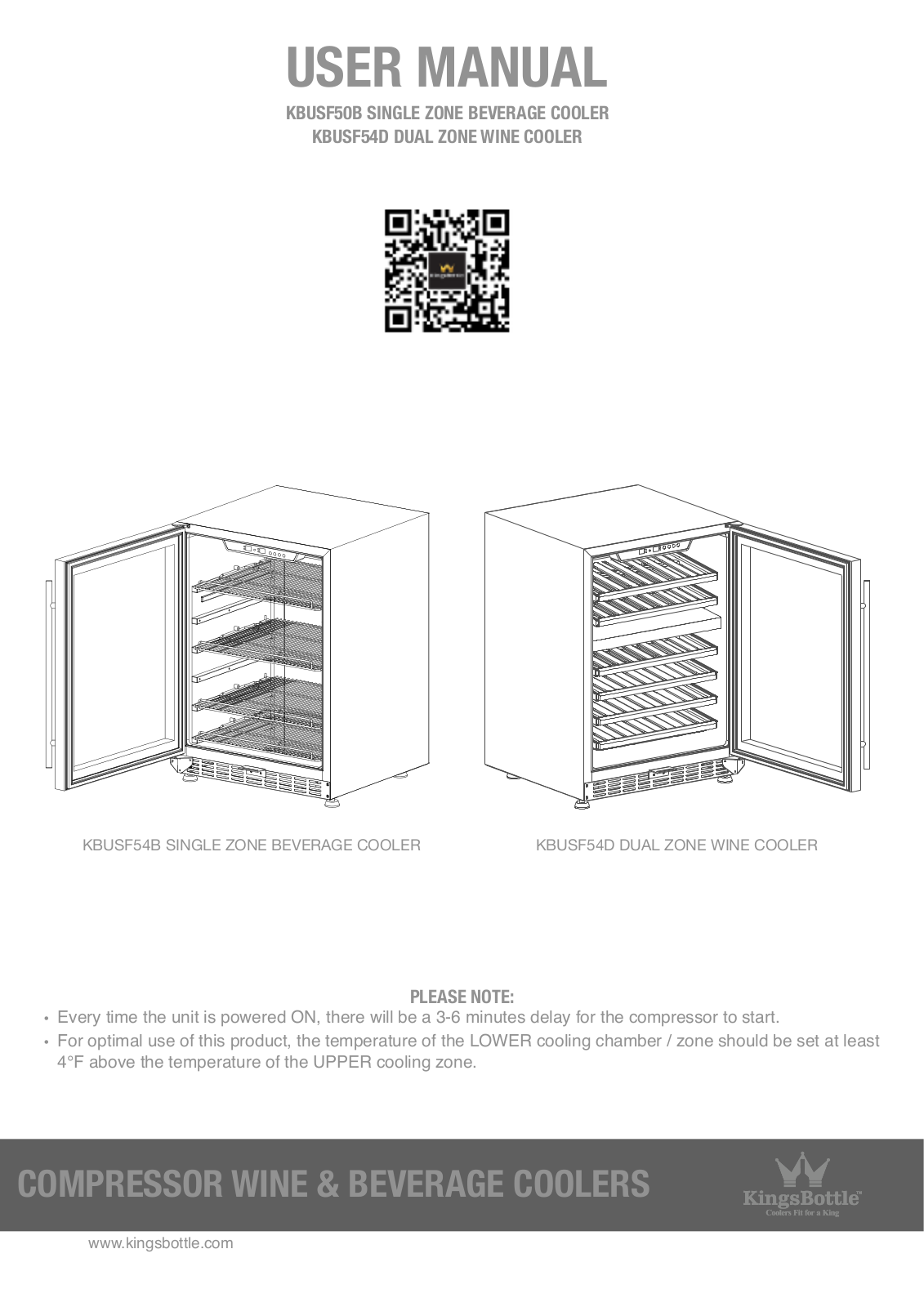 Kingsbottle KBUSF54D, KBUSF54B User Manual