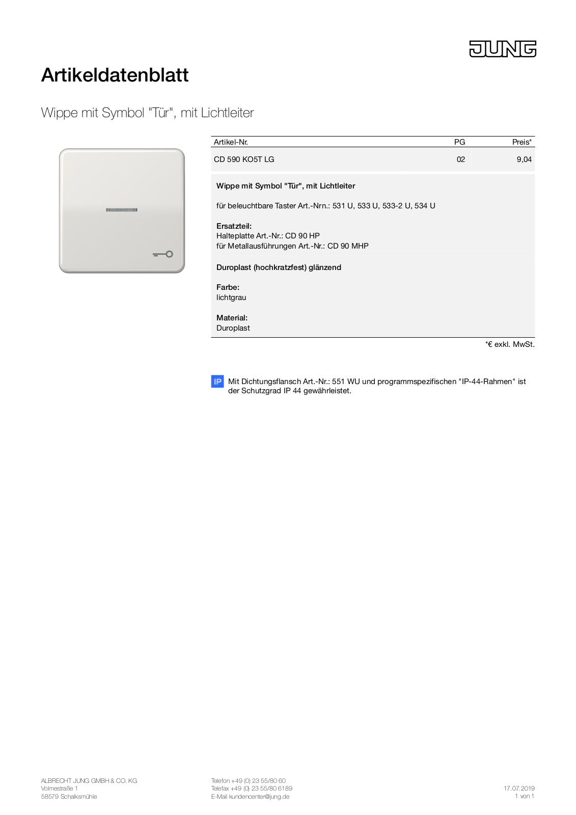 Jung CD 590 KO5T LG User Manual