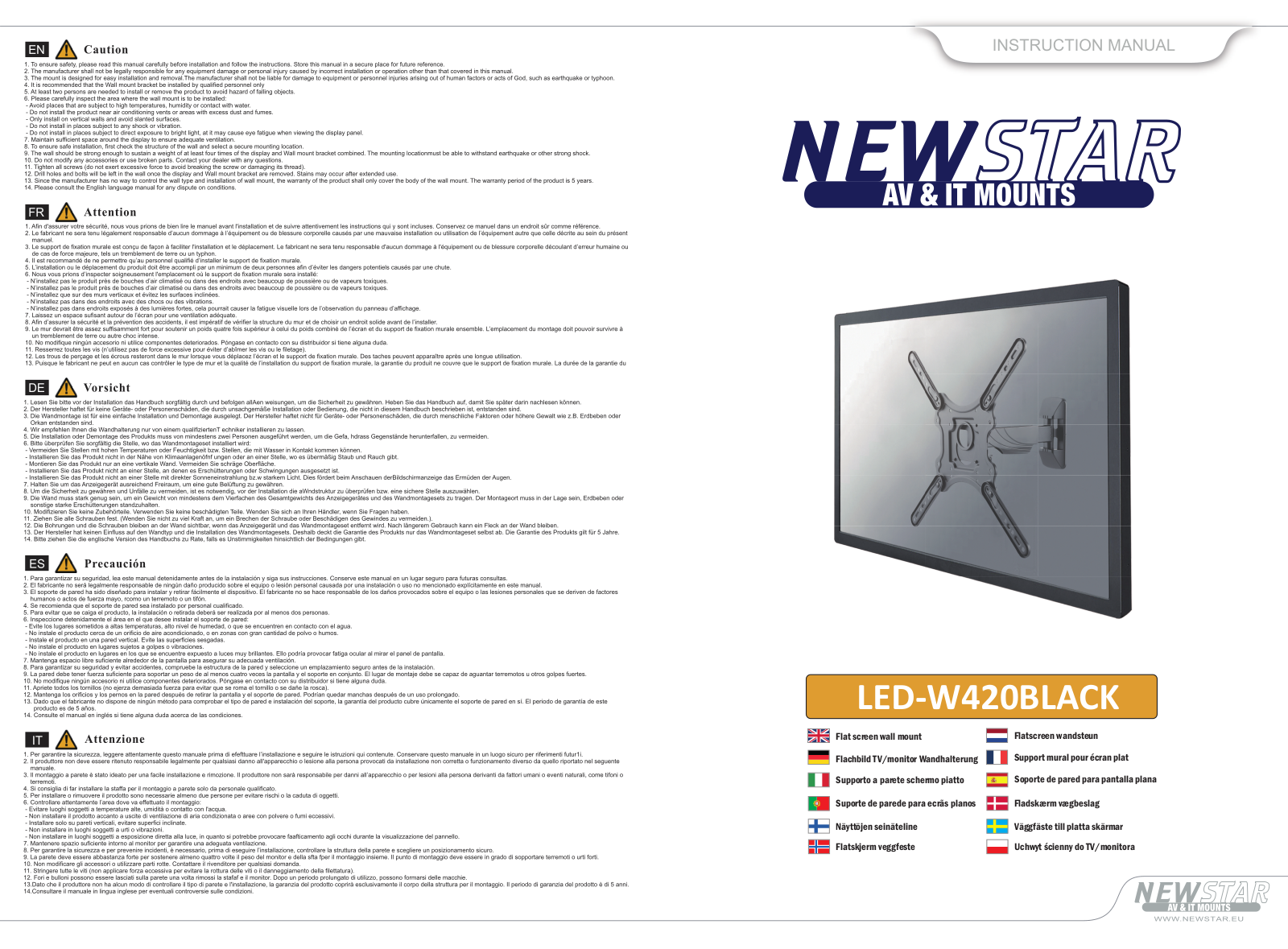 Newstar LED-W420BLACK User Manual