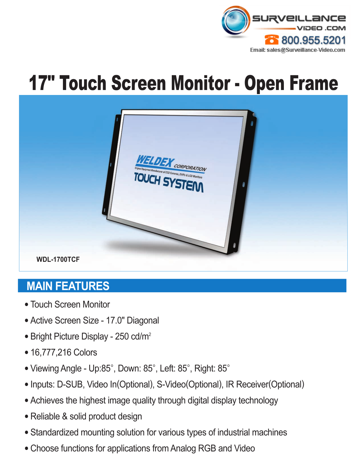 Weldex WDL-1700TCF Specsheet