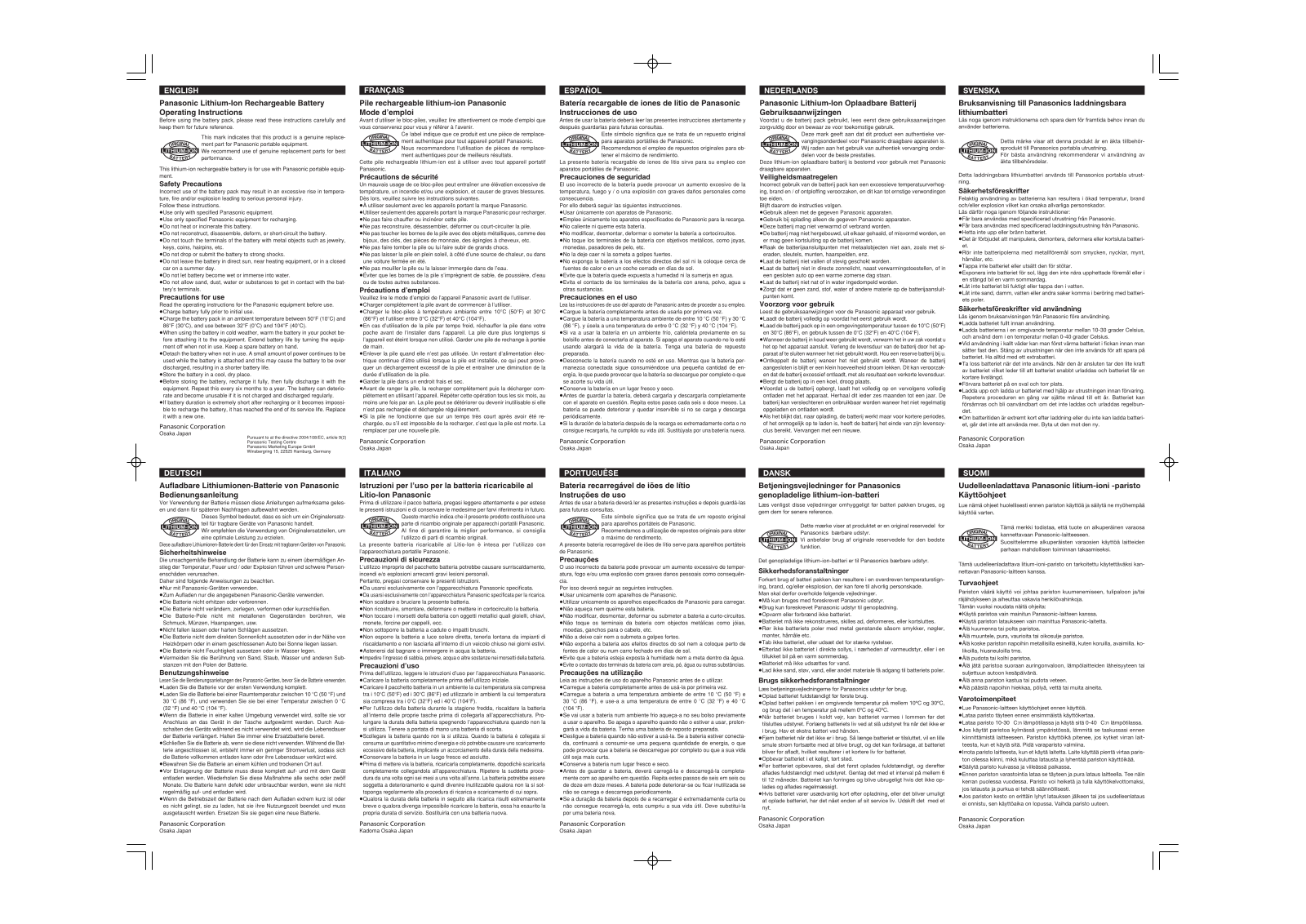 Panasonic VW-VBT190E-K User Manual