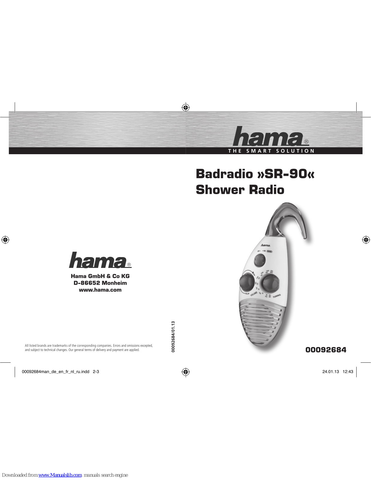 Hama 00092684, SR-90 Operating Instruction - ManualMachine.com