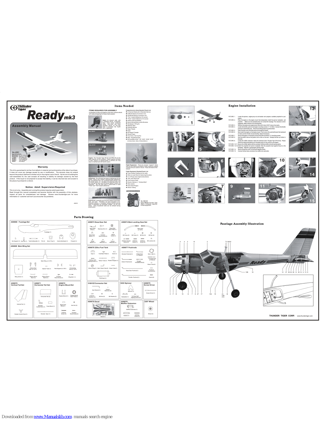 THUNDER TIGER Ready mk3, 4591 Assembly Manual