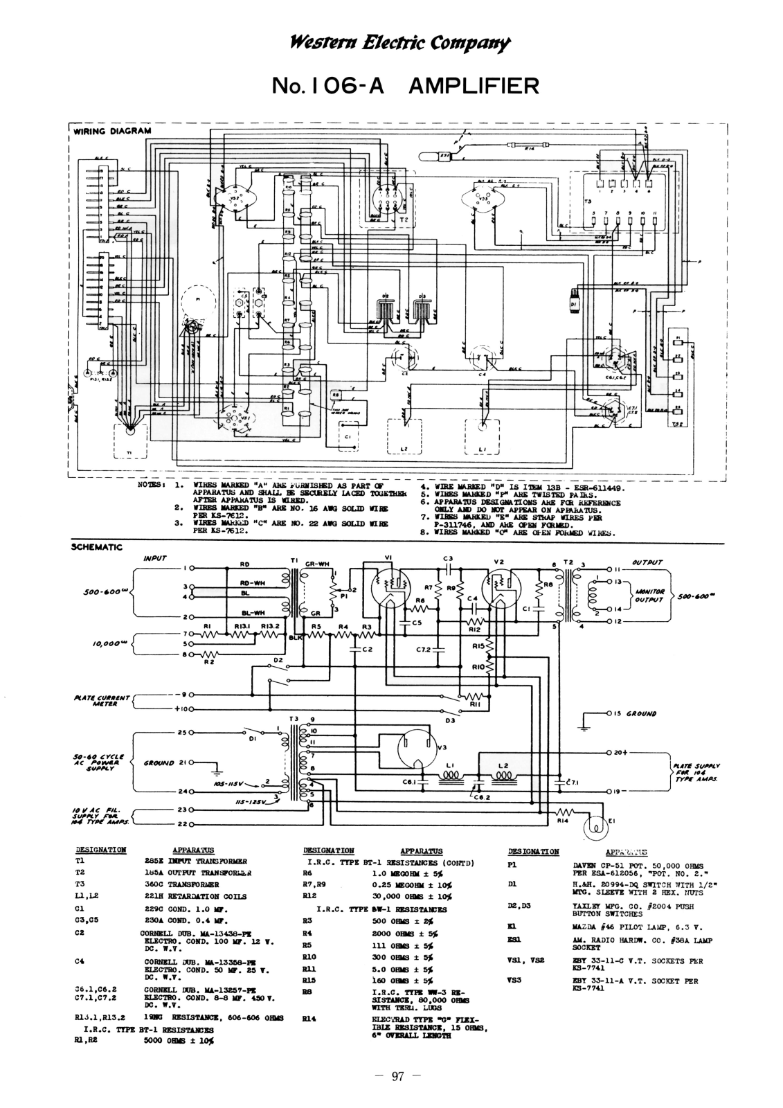 Western Electric 106-A Schematic