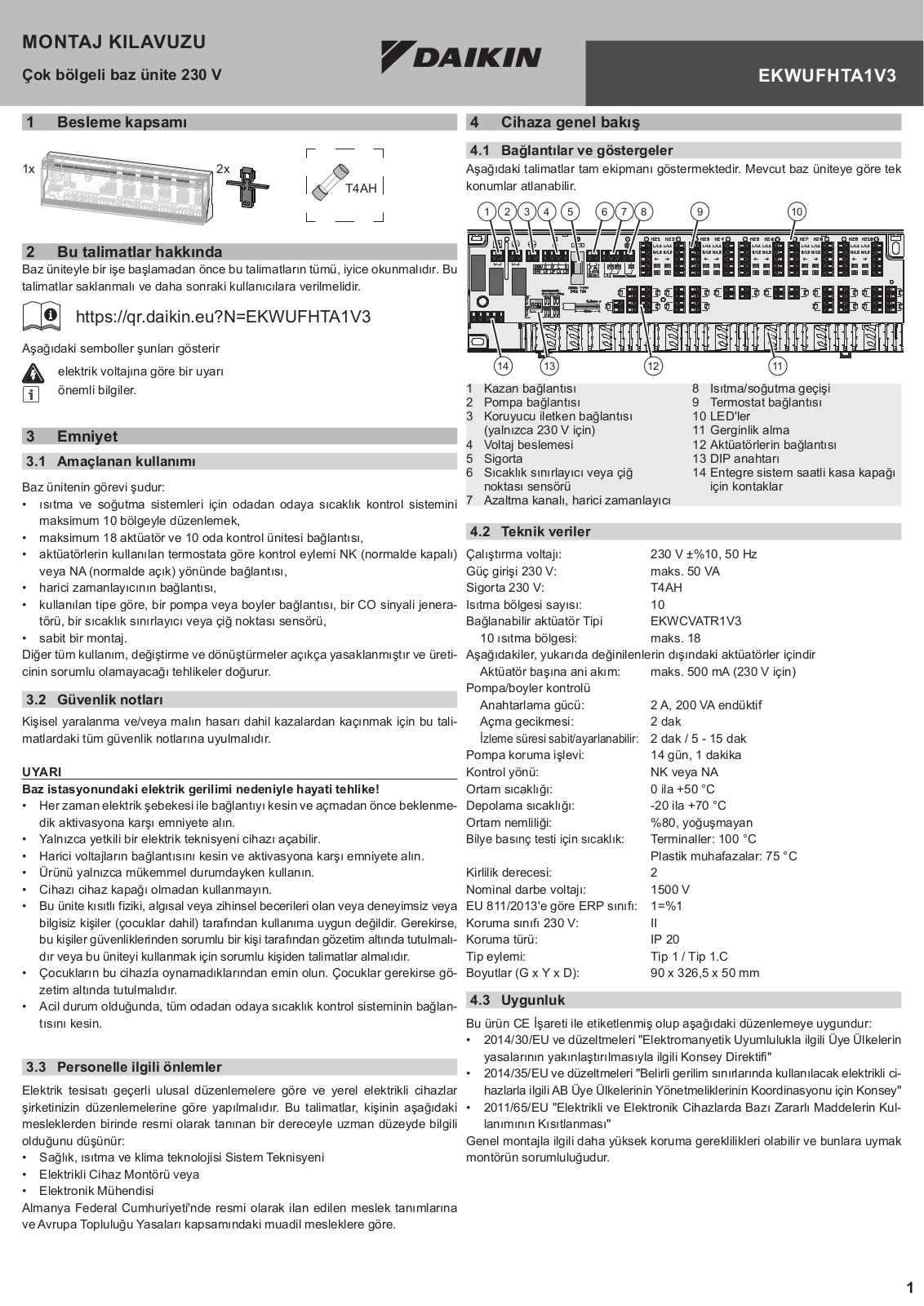 Daikin EKWUFHTA1V3 Installation manuals