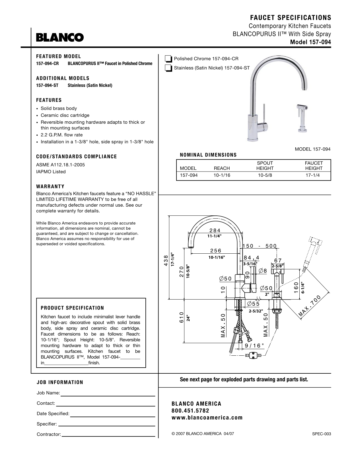 Blanco 157-094 User Manual