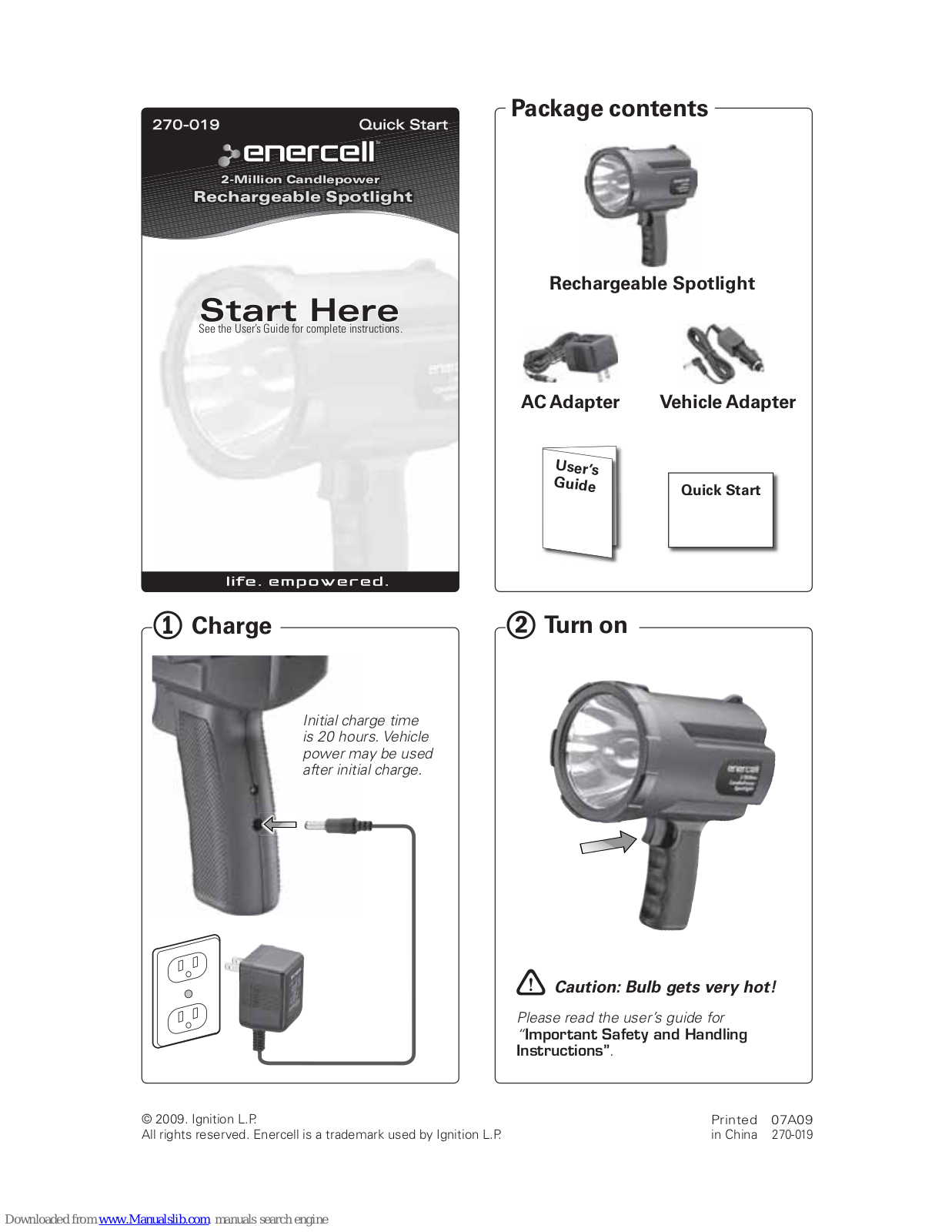 Enercell 270-019 Quick Start Manual