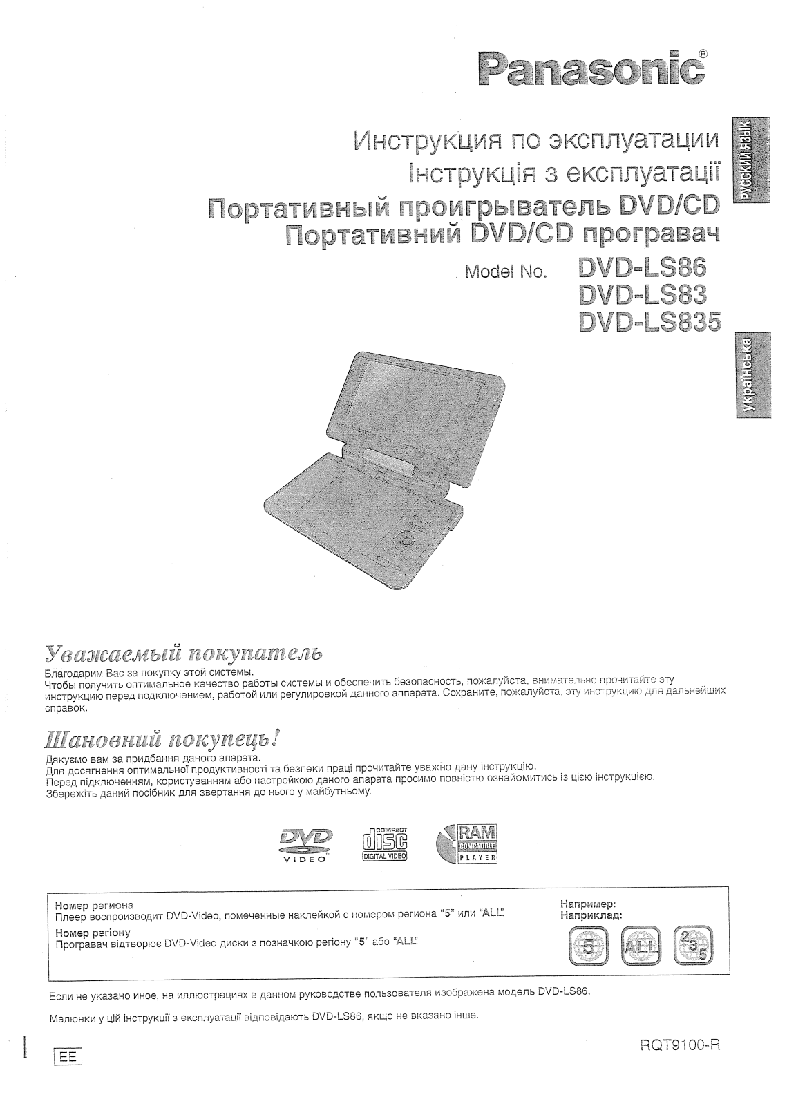Panasonic DVD-LS86 EE-K User Manual
