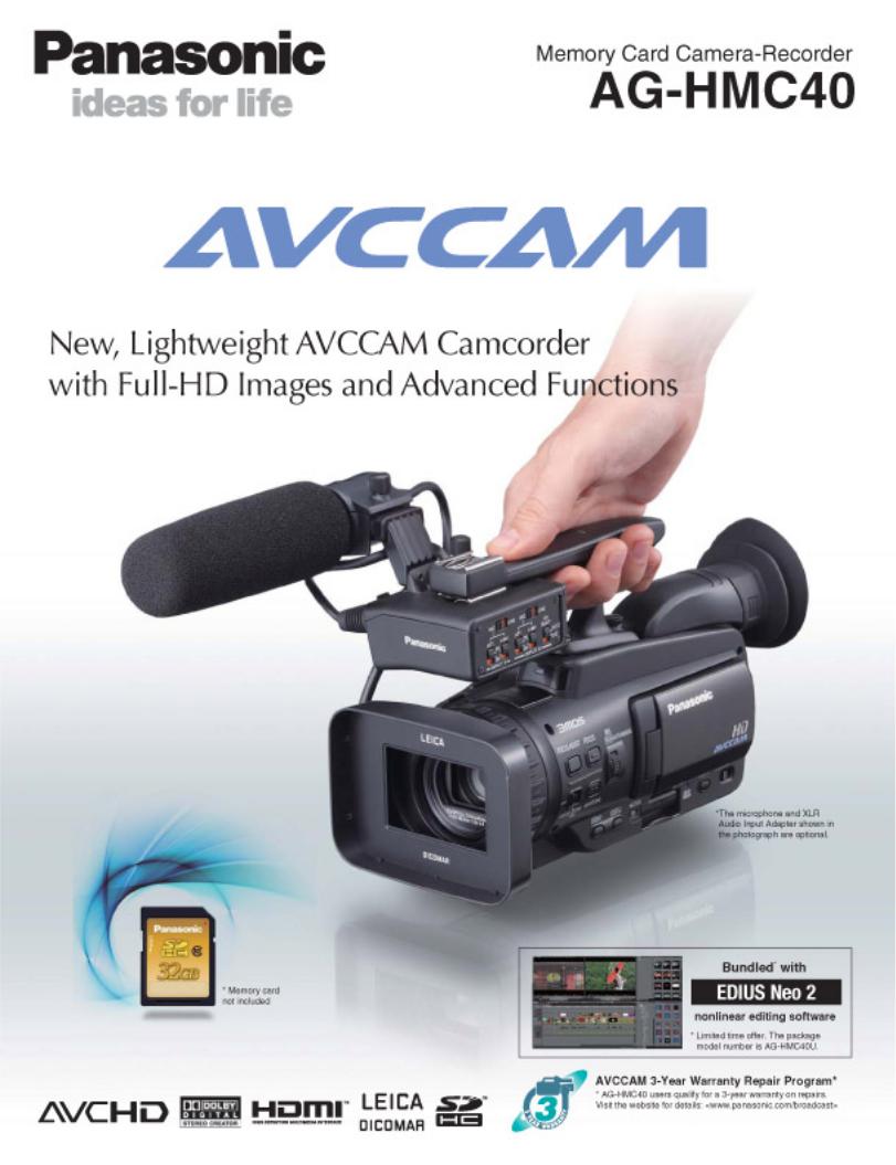 Panasonic AVCCAM AG-HMC40 User Manual