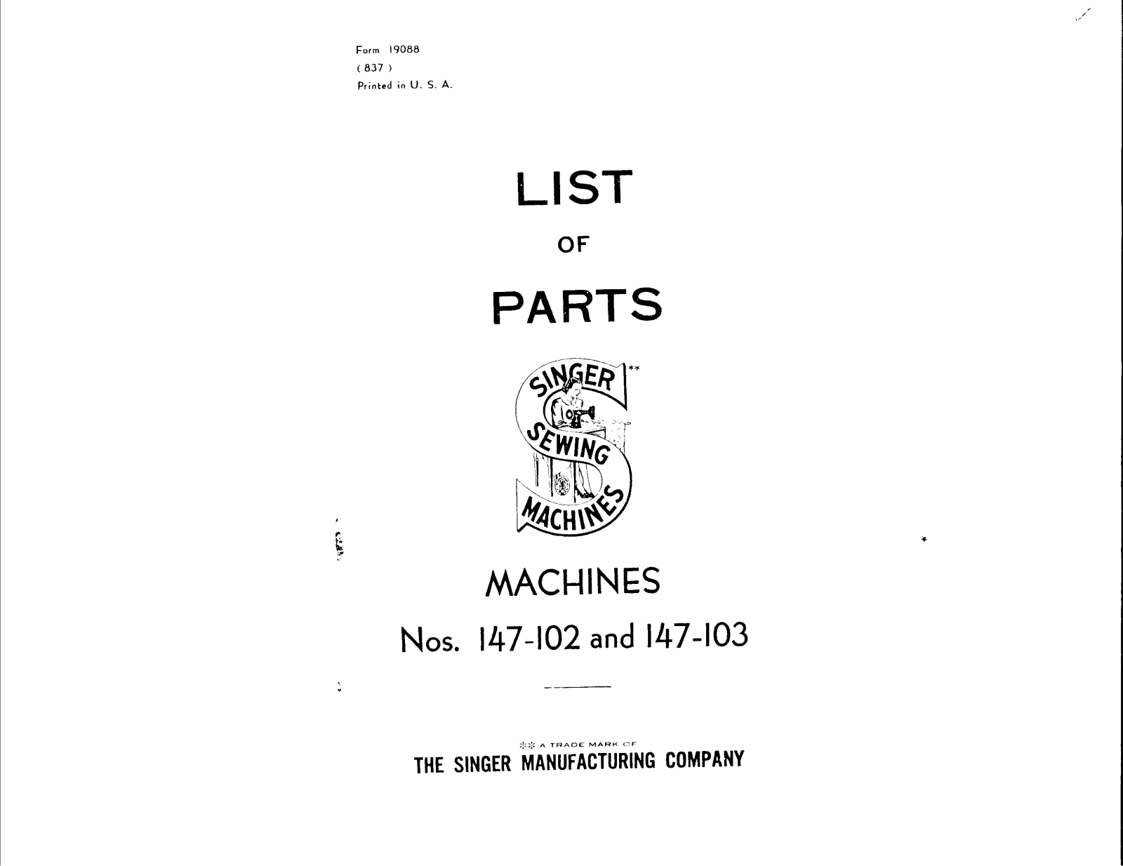 Singer 147-103 User Manual