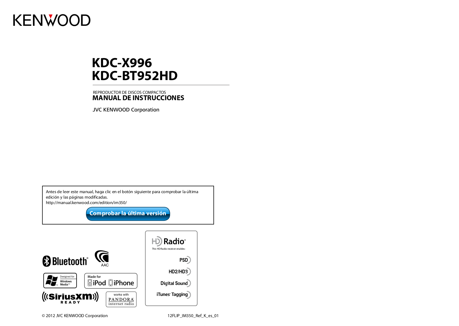 Kenwood KDC-X996, KDC-BT952HD User Manual