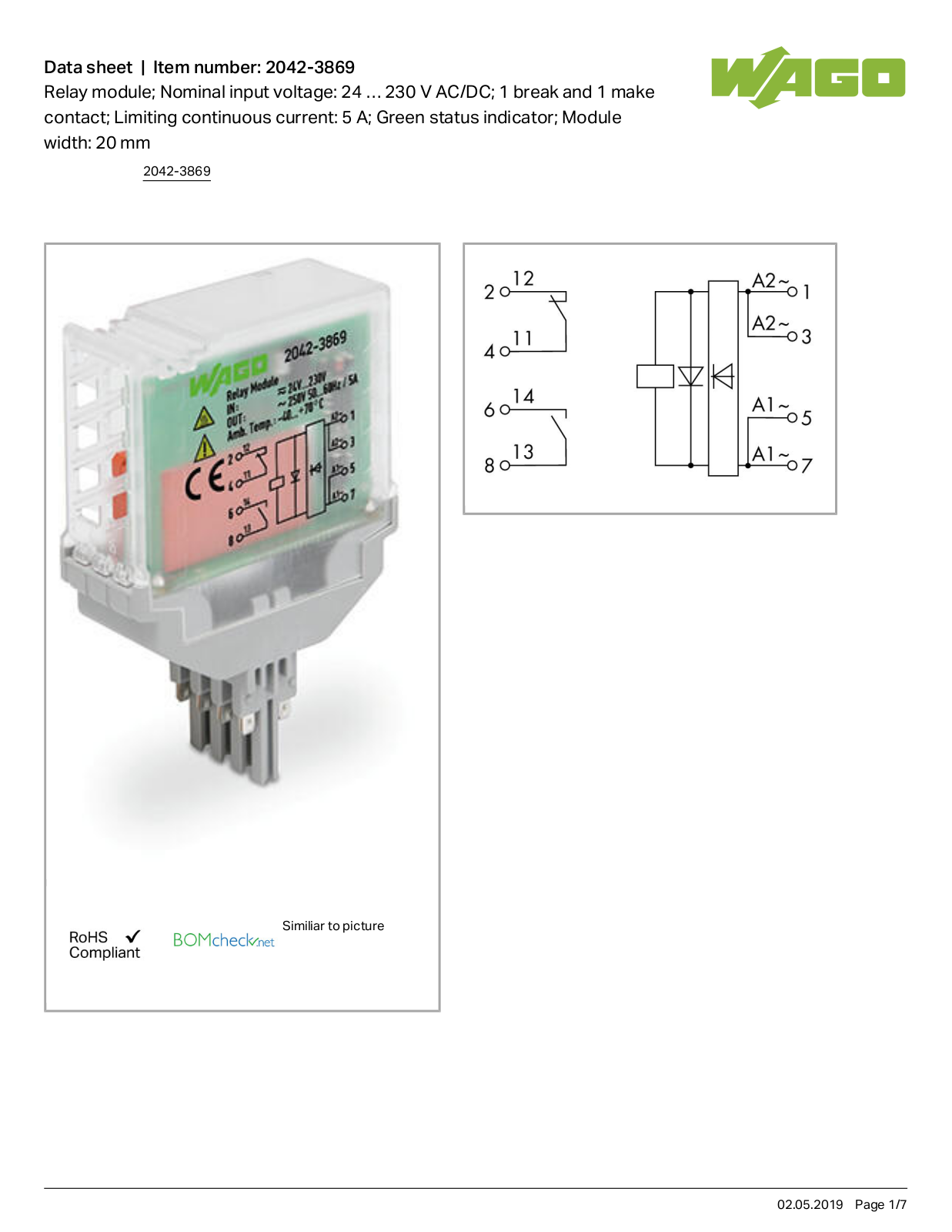 Wago 2042-3869 Data Sheet