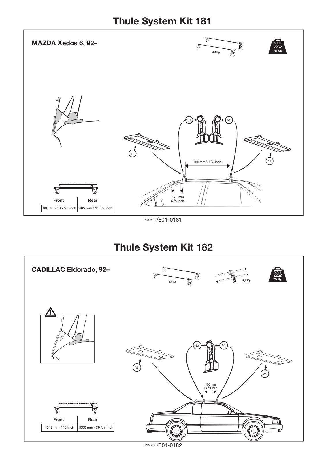 Thule 182, 181 User Manual