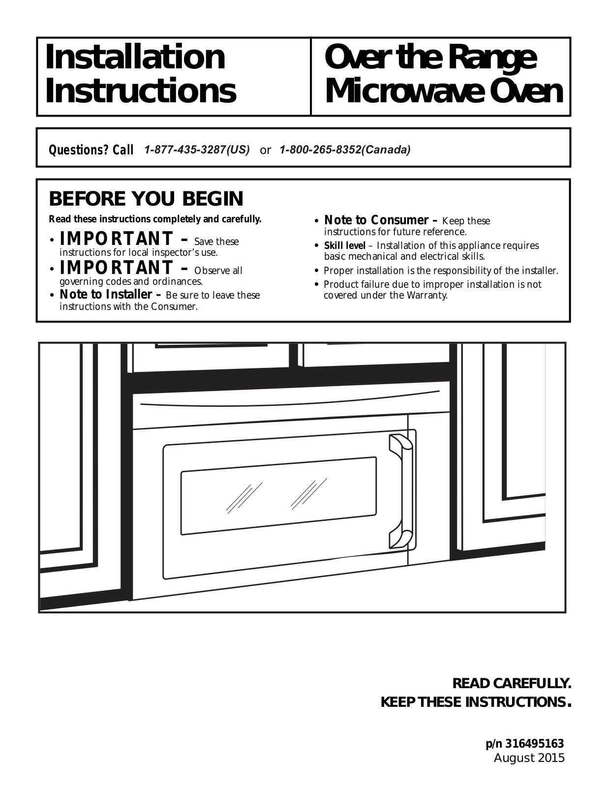 Frigidaire FPBM307NTF Installation