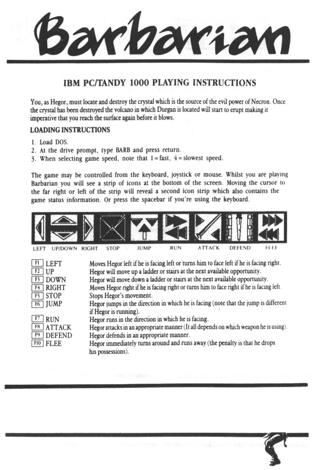 Games PC BARBARIAN User Manual