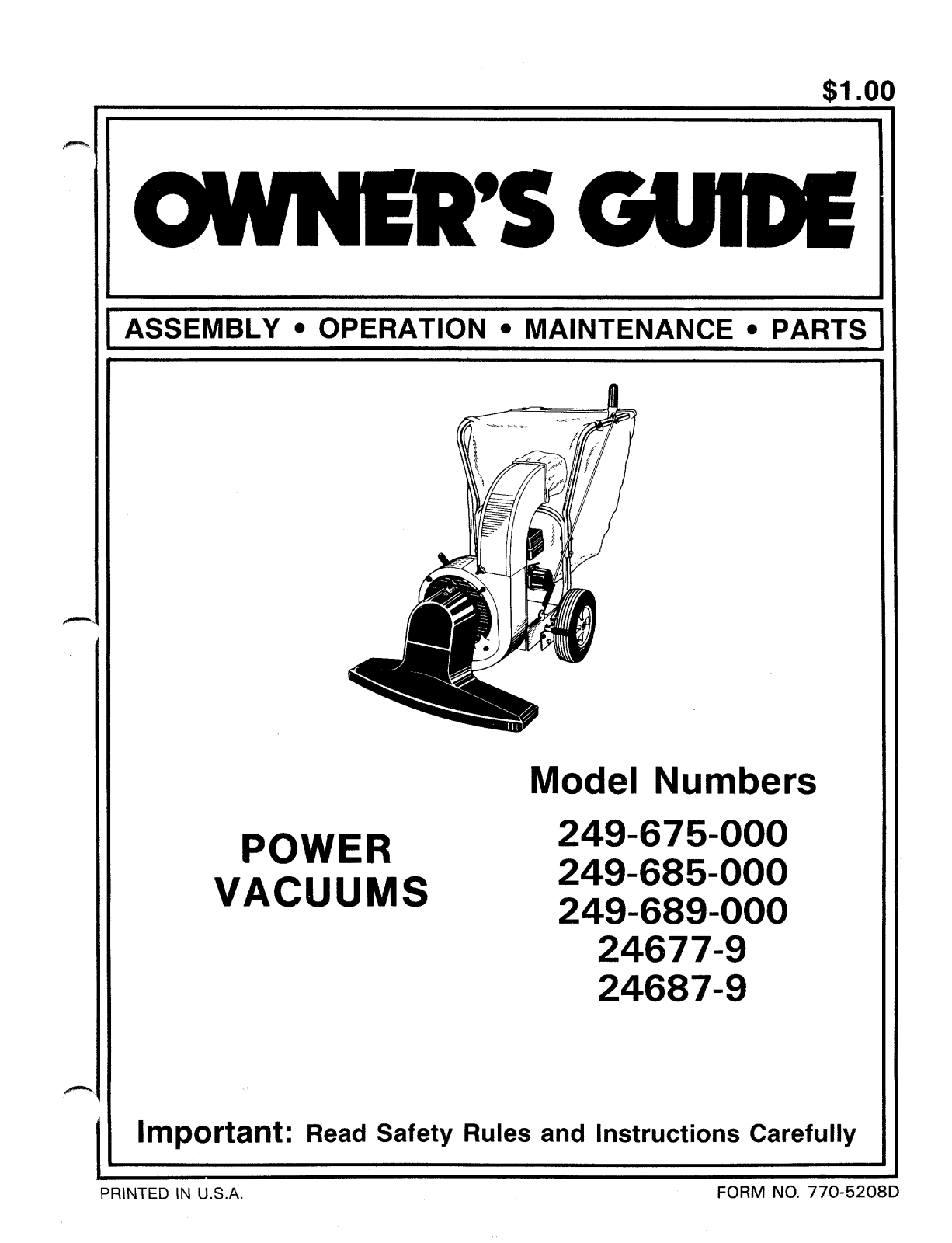 MTD 24687-9, 249-685-000, 24677-9, 249-675-000 User Manual