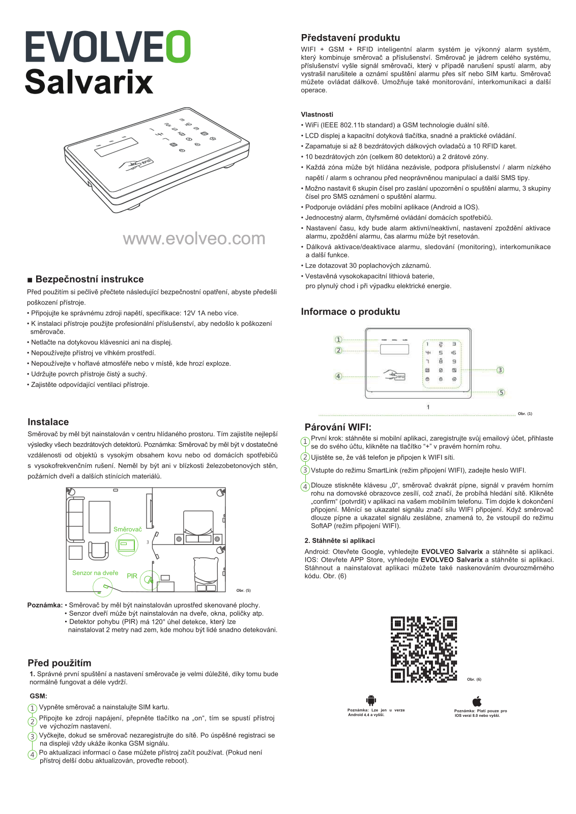 Evolveo Salvarix bezdrátový WiFi&GSM alarm User Manual