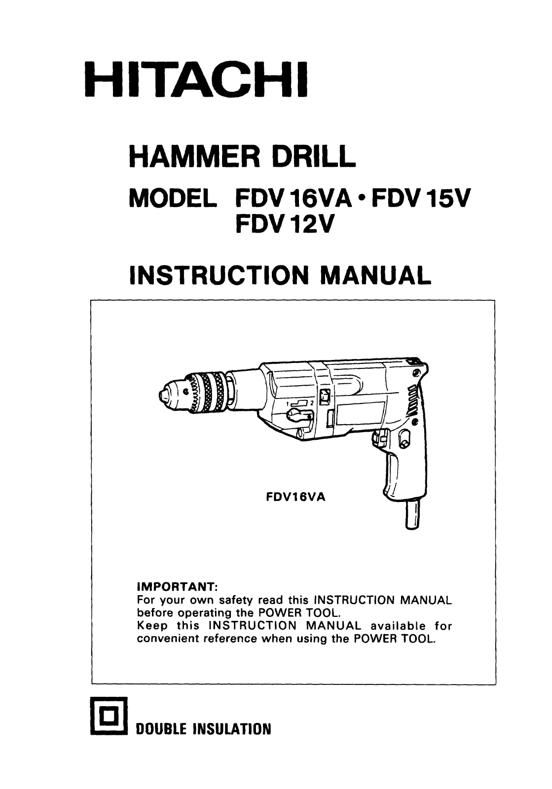 Hitachi FDV16VA, FDV15V User Manual