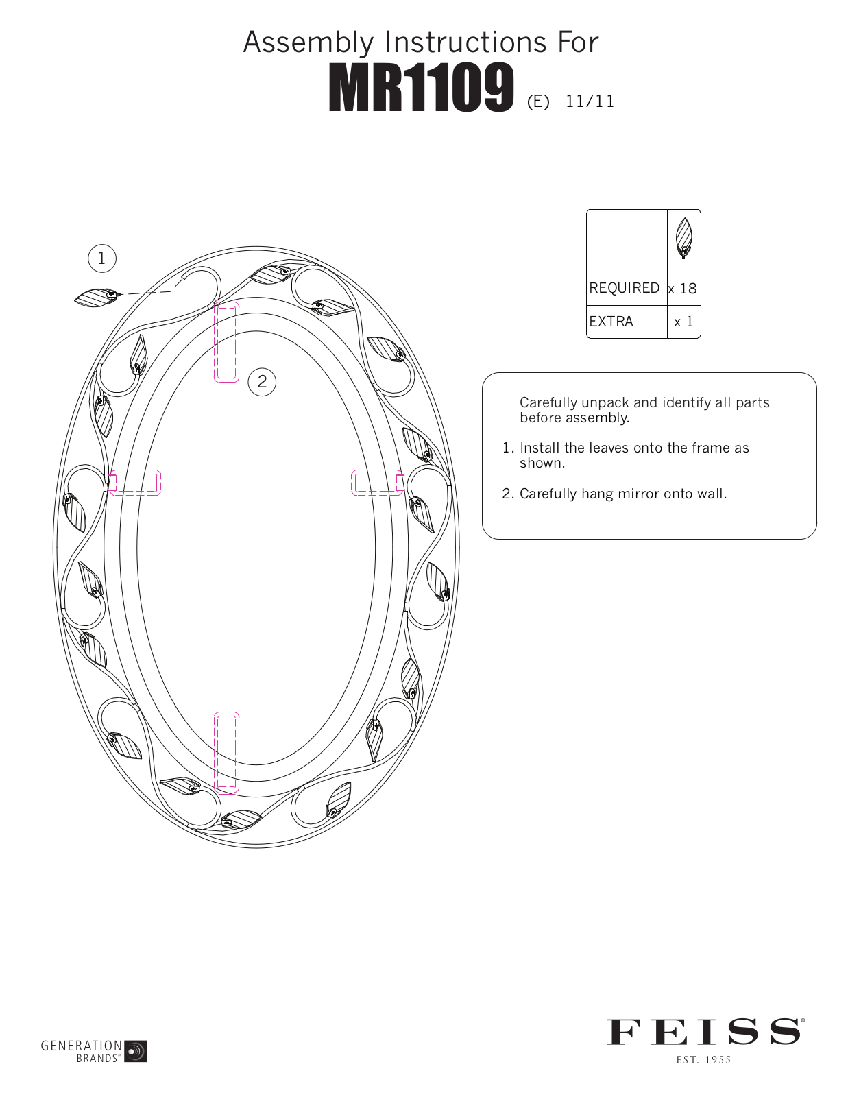 Feiss MR1109 User Manual