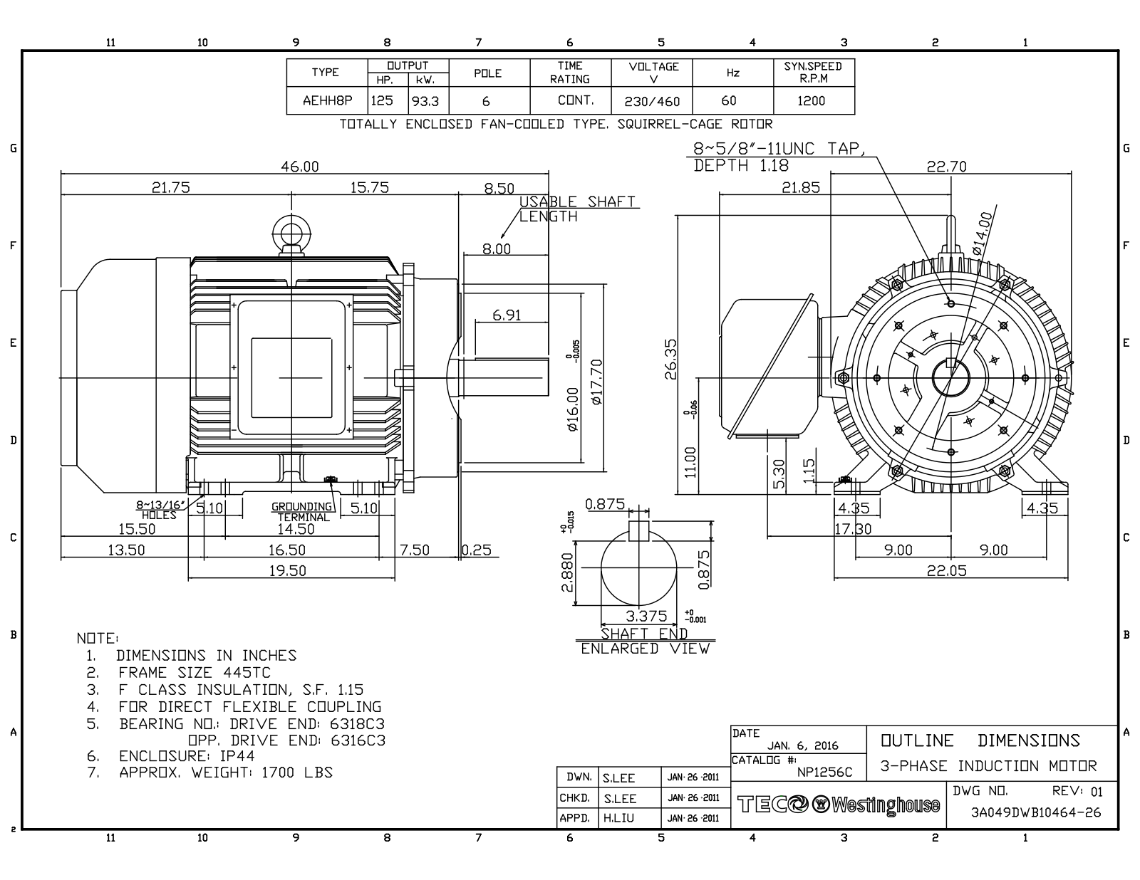Datasheet NP1256C Reference Drawing (Teco) - ManualMachine.com