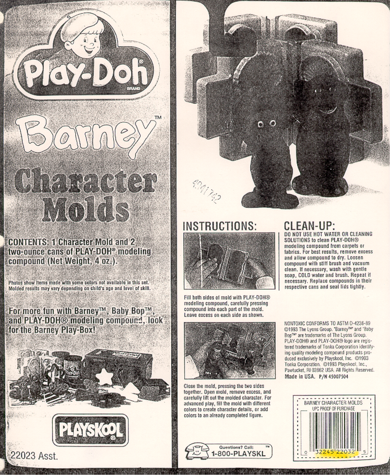 HASBRO Play-Doh Barney Molds User Manual