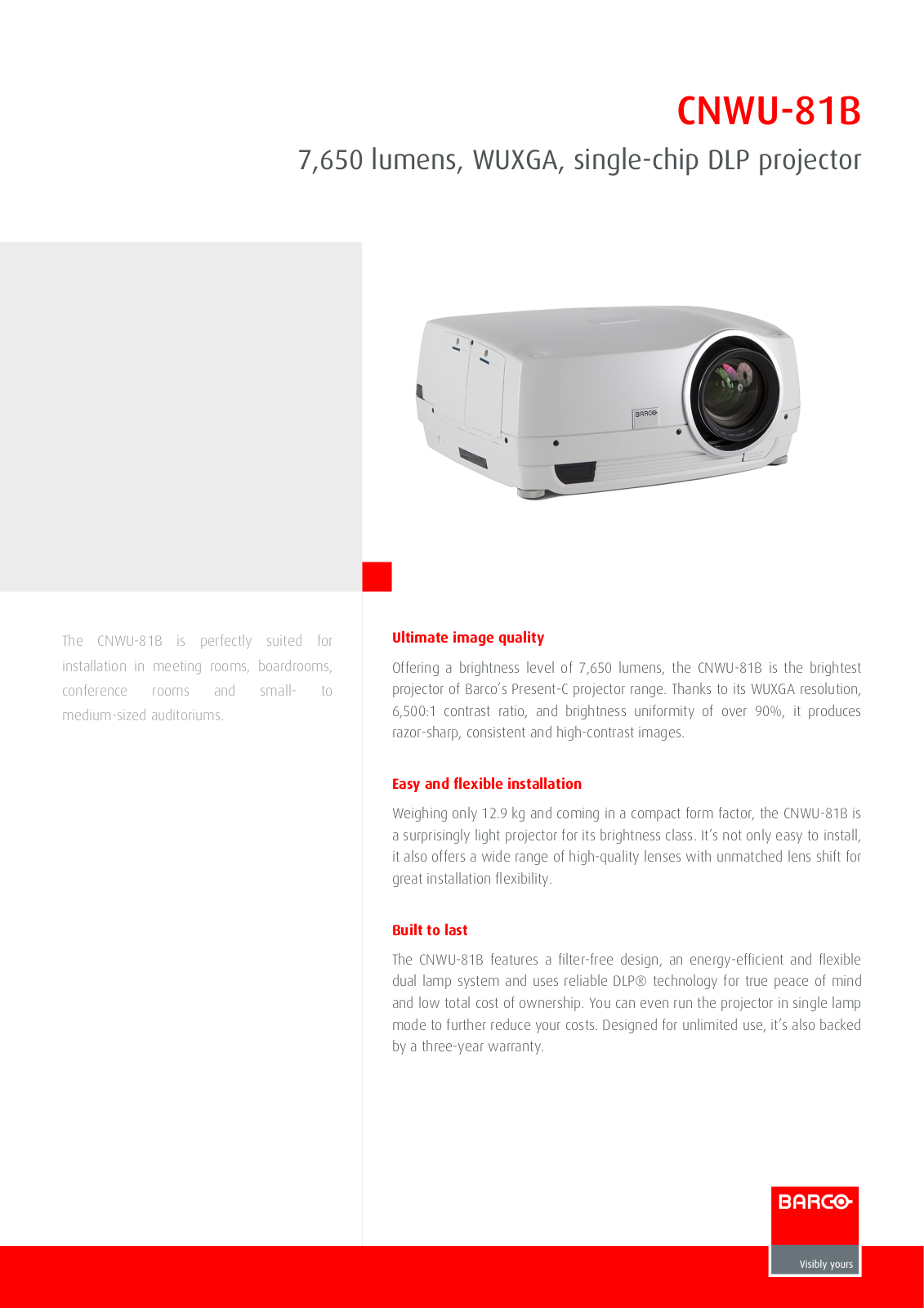 Barco CNWU-81B Product Sheet