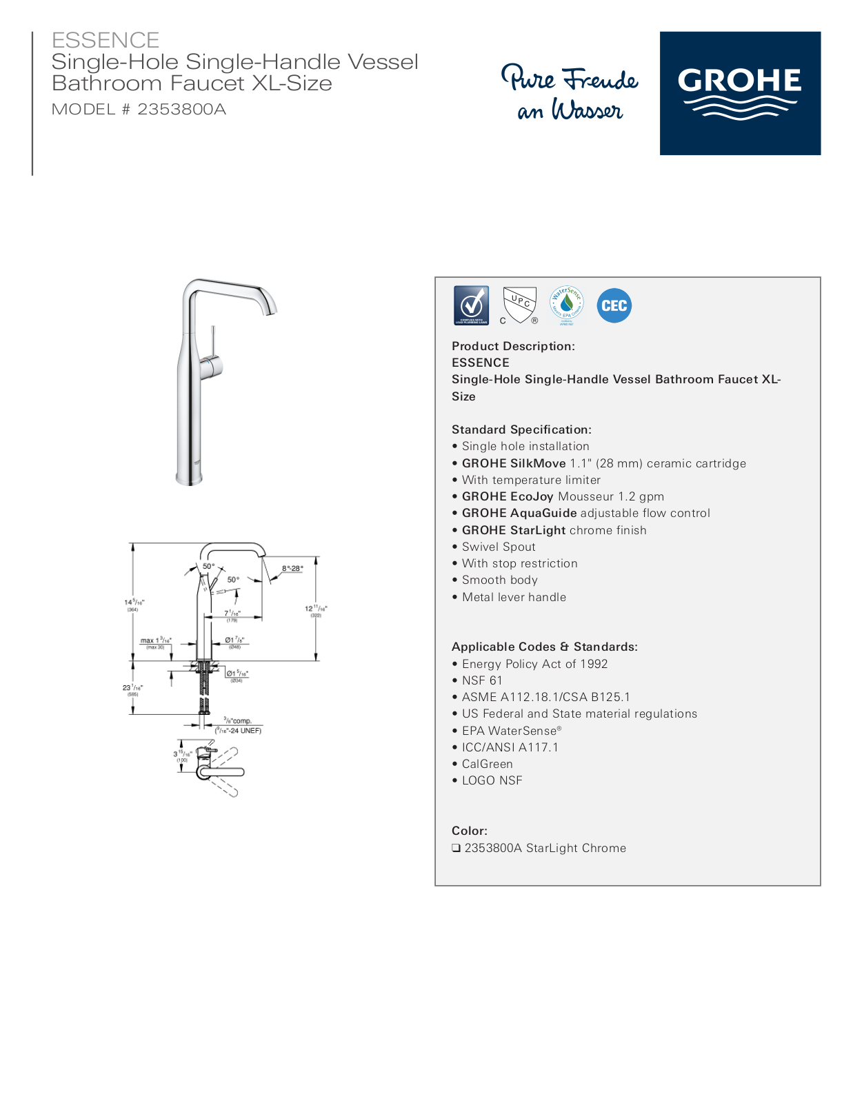 GROHE GRH5323 Specifications - ManualMachine.com