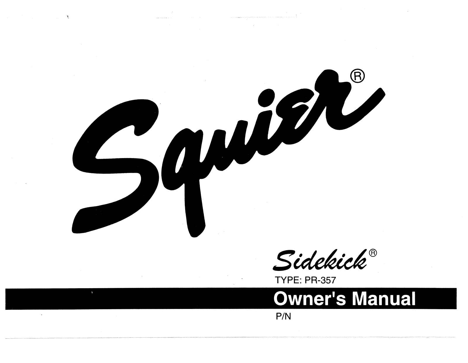 Fender Squier-Sidekick Operation Manual