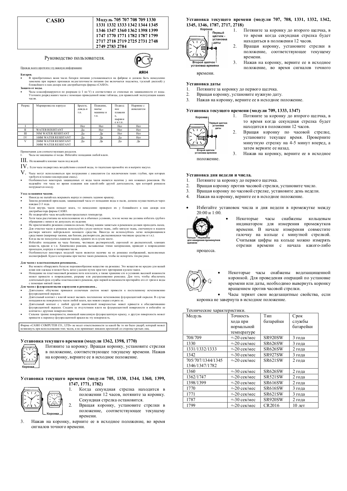 Casio EF-126 User manual