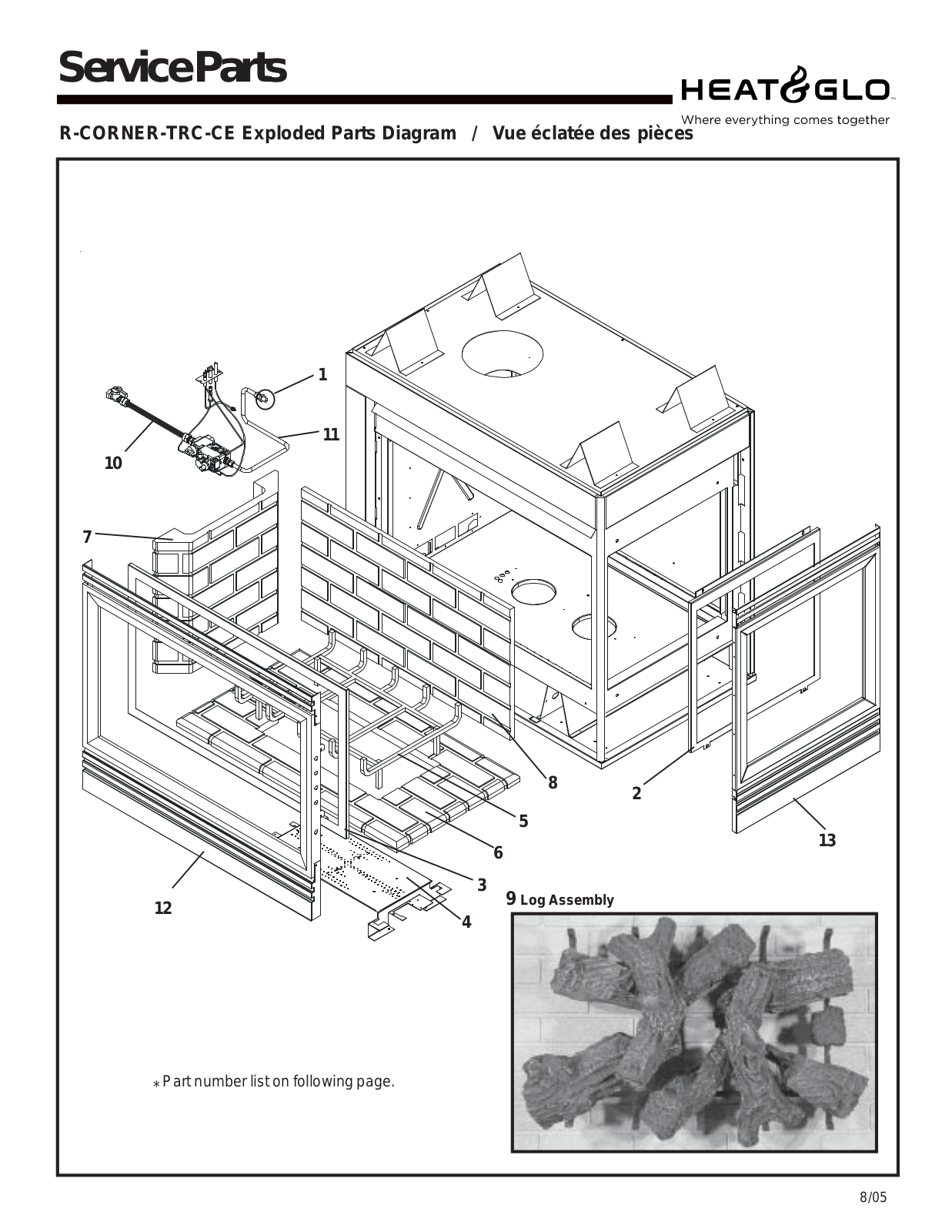 Heat & Glo R-CORNER-TRC-CE Service Parts